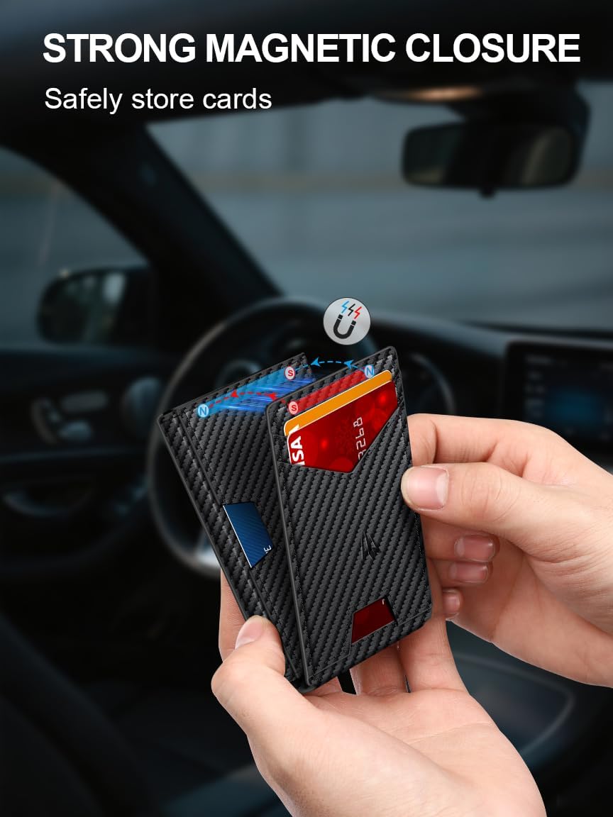 Slim Smart Wallet for Men | RFID Blocking Aluminum Pop - Up Wallet with Money Clip, ID Window & Gift Box - Abbycart