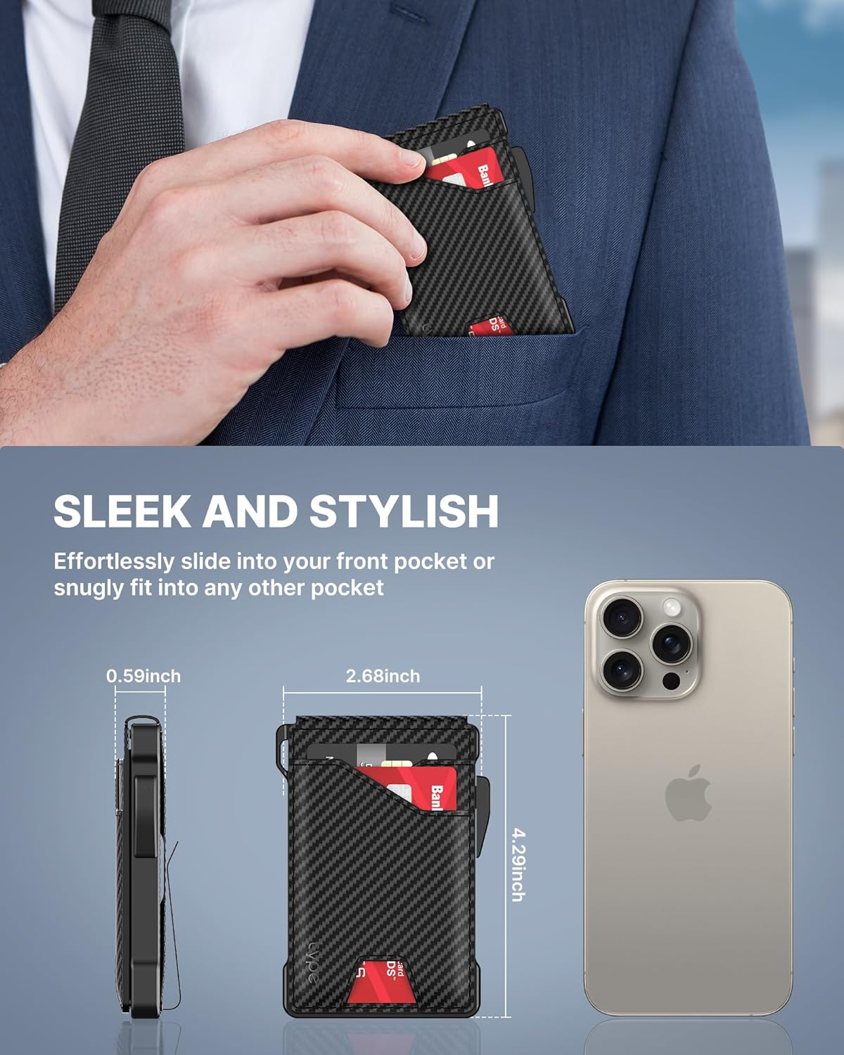 Slim Tactical RFID Wallet for Men with Pop Up Card Holder