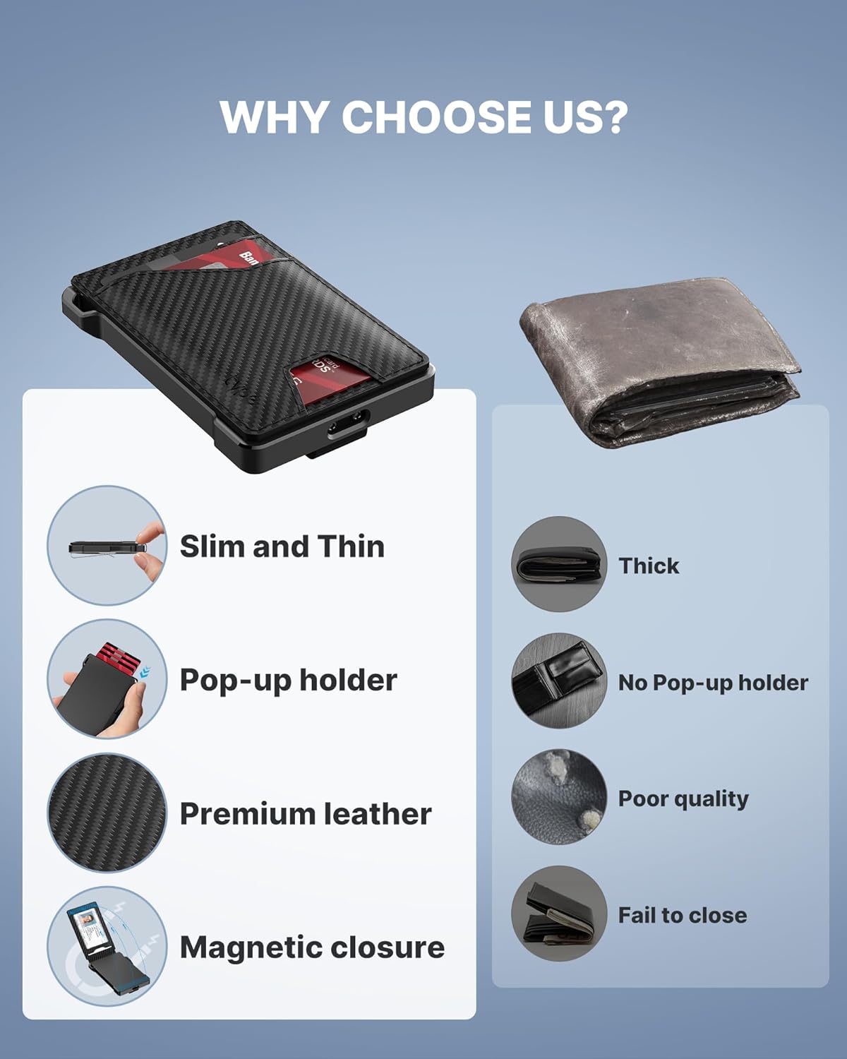 Slim Tactical RFID Wallet for Men with Pop Up Card Holder