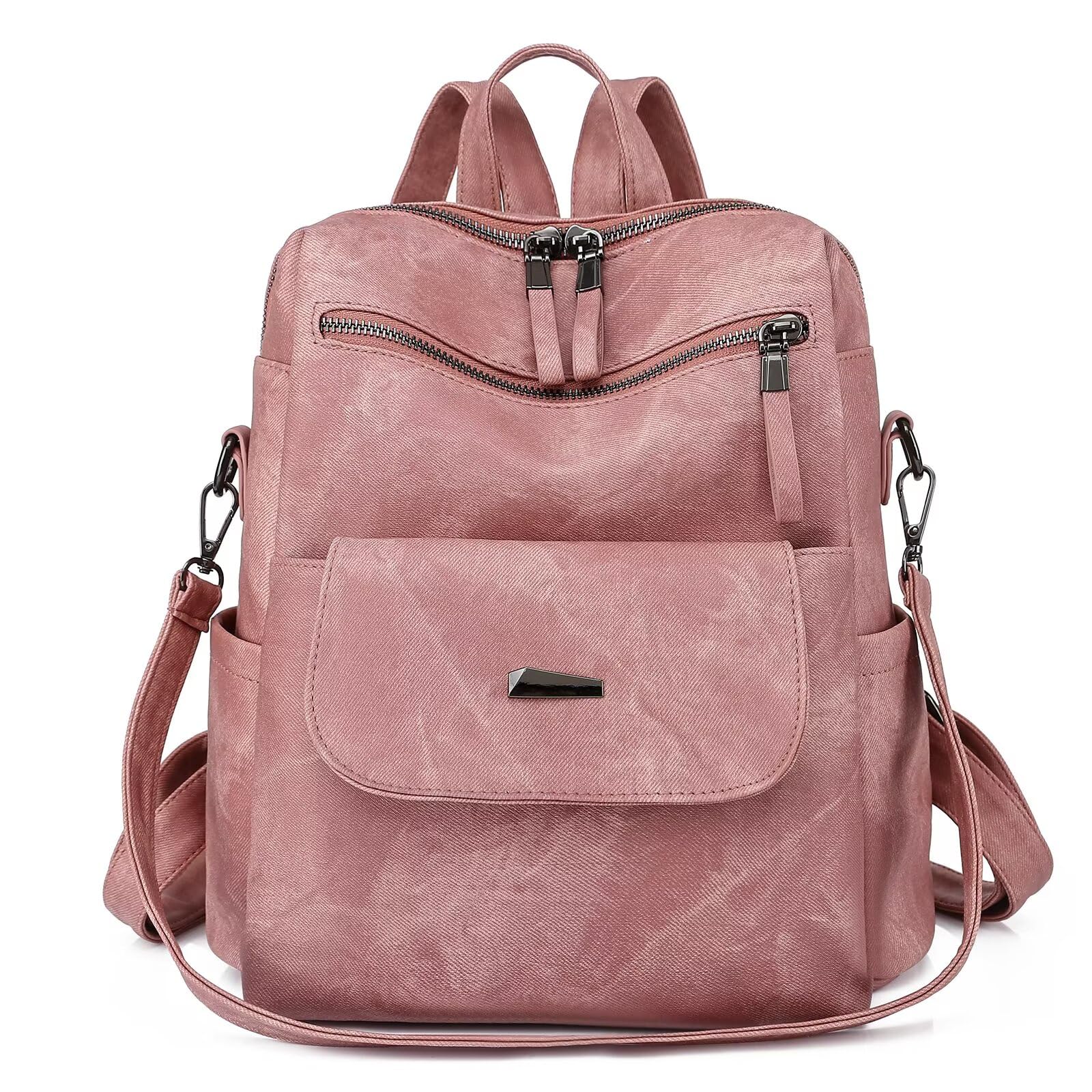 Small Leather Backpack Purse for Women Convertible Shoulder Bag