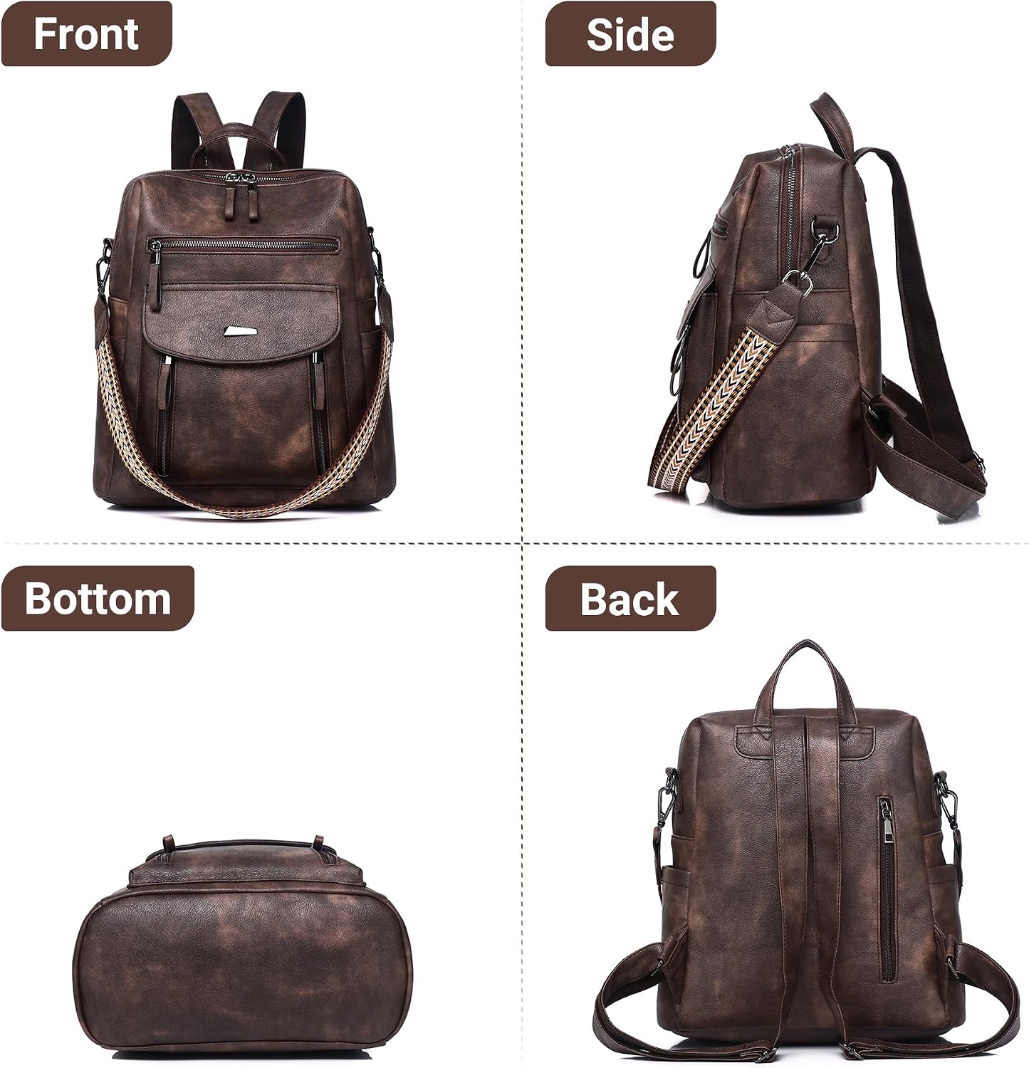WYFJNX PU Leather Small Backpack Purse for Women Ladies | Fashion Purses, Girls Convertible Shoulder Bags Waterproof Handbags, Suitable for Shopping, Traveling, Work, Daily Use