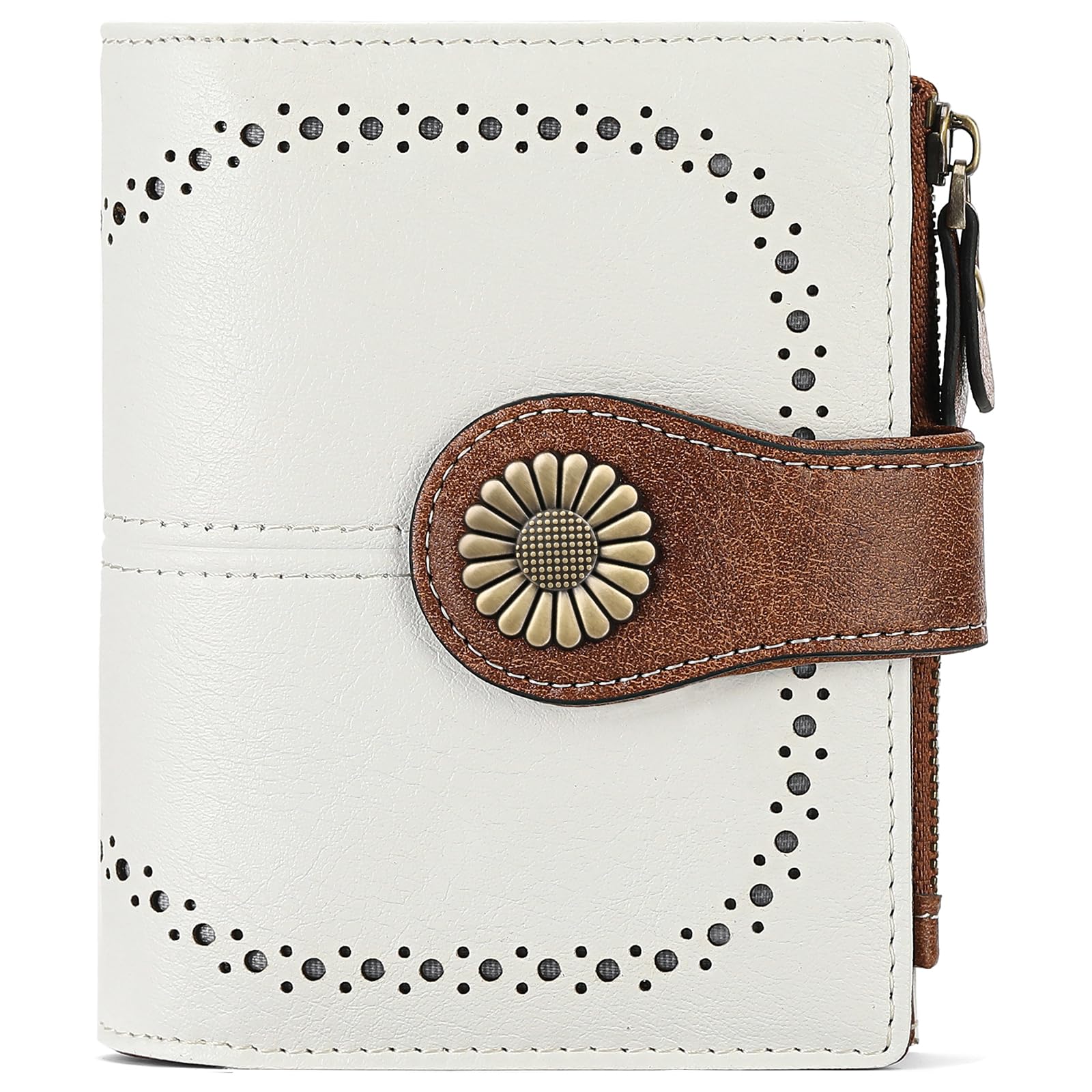 Small Leather RFID Wallet for Women with Zipper Coin Pocket