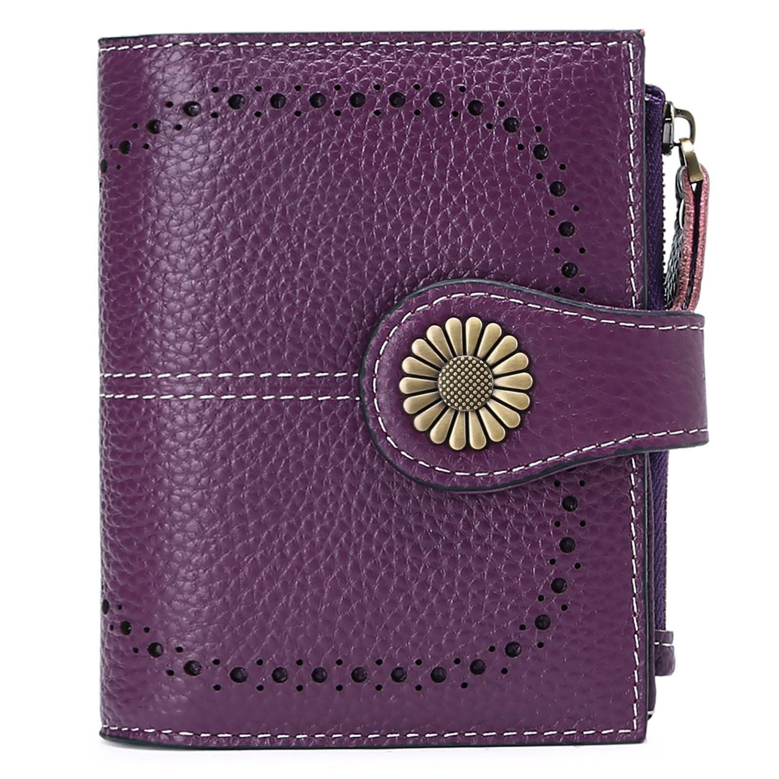 Small Leather RFID Wallet for Women with Zipper Coin Pocket