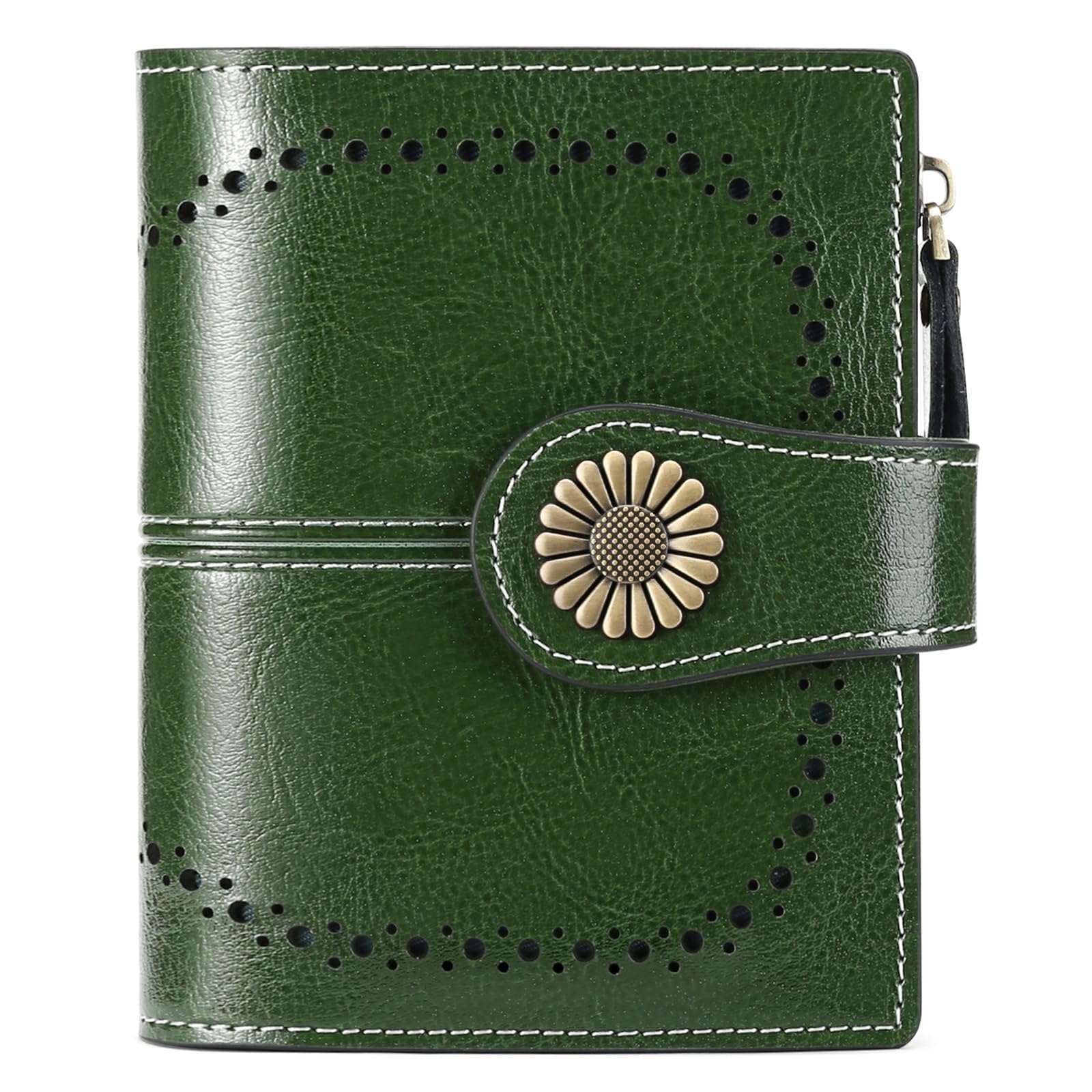 Small Leather RFID Wallet for Women with Zipper Coin Pocket