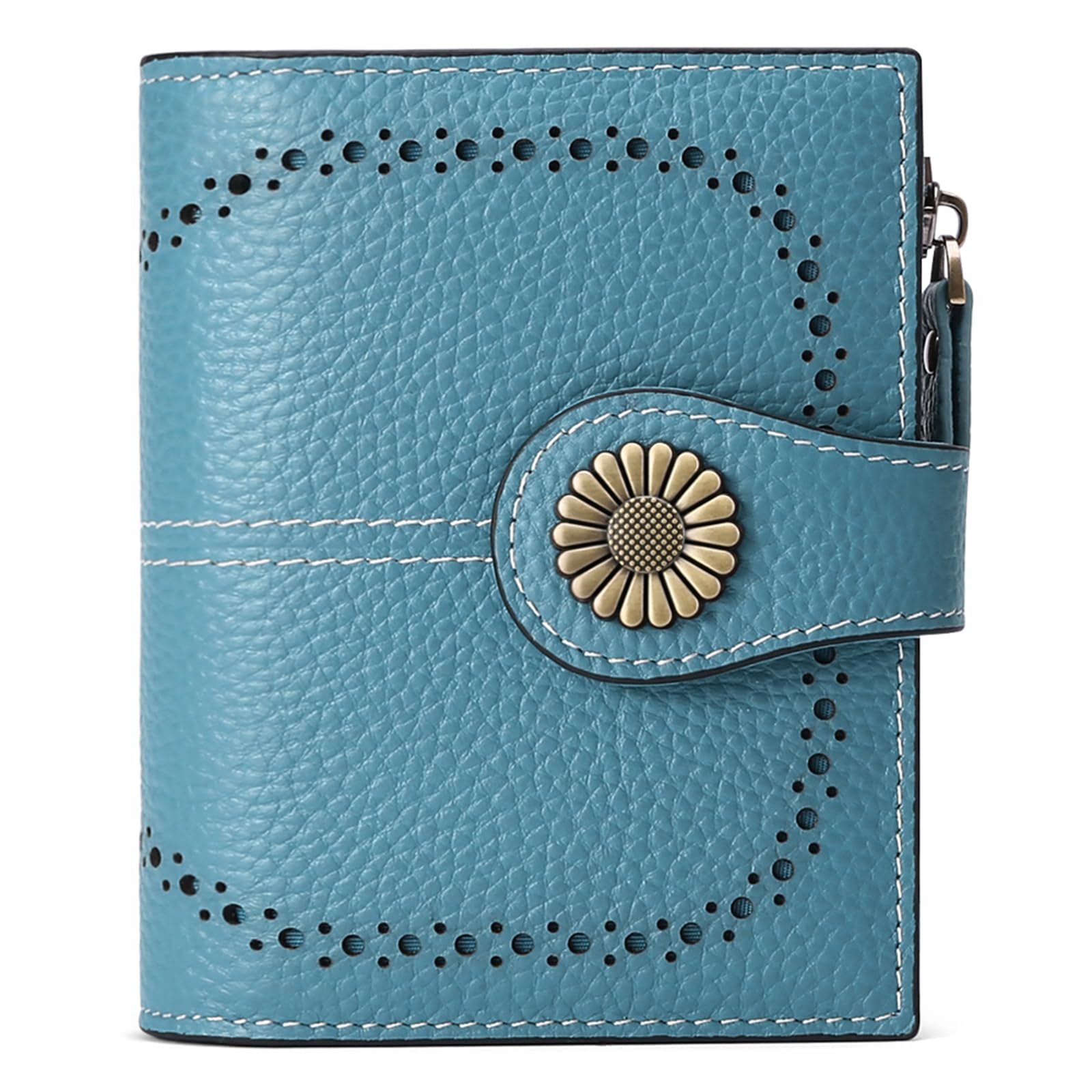 Small Leather RFID Wallet for Women with Zipper Coin Pocket