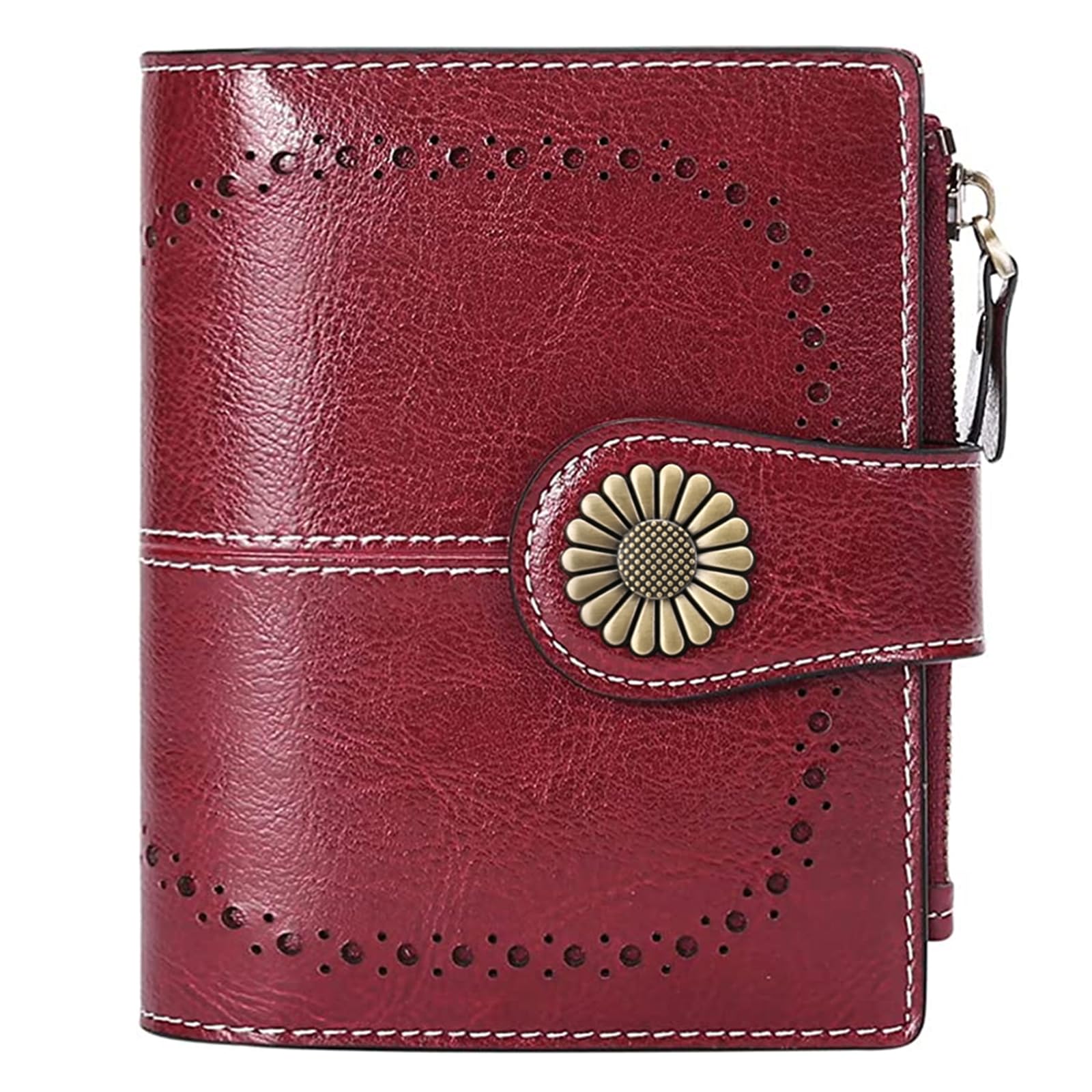 Small Leather RFID Wallet for Women with Zipper Coin Pocket