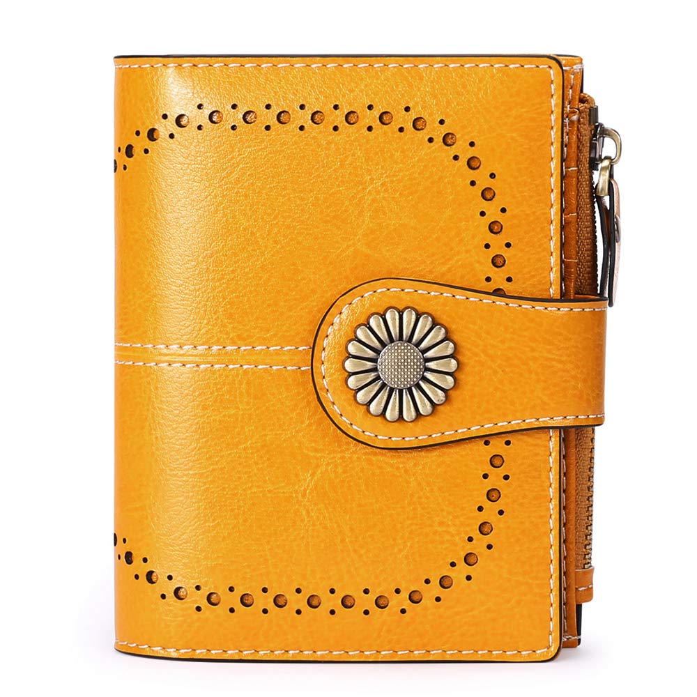 Small Leather RFID Wallet for Women with Zipper Coin Pocket