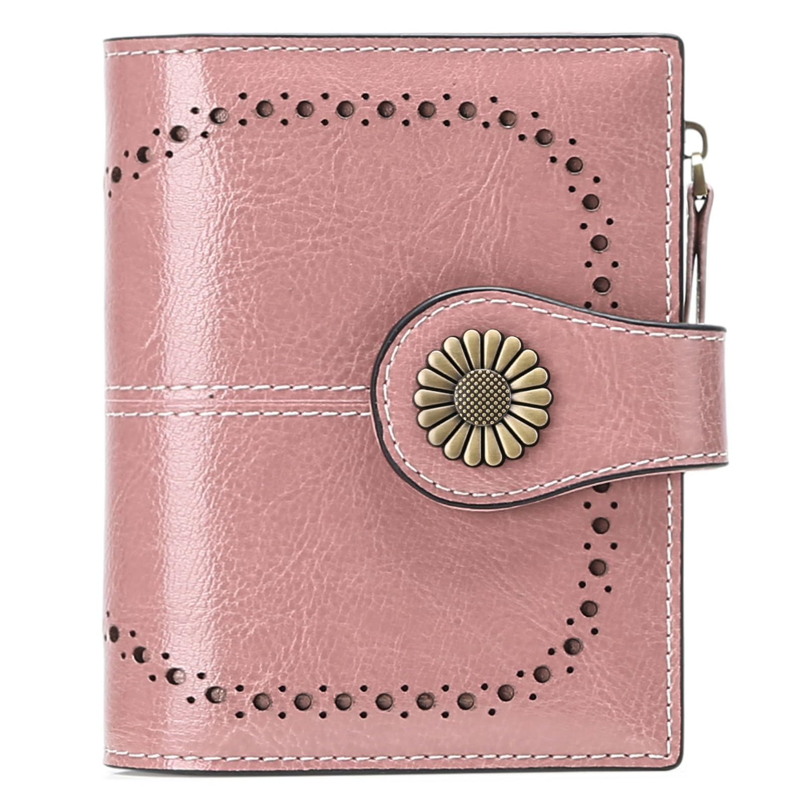Small Leather RFID Wallet for Women with Zipper Coin Pocket