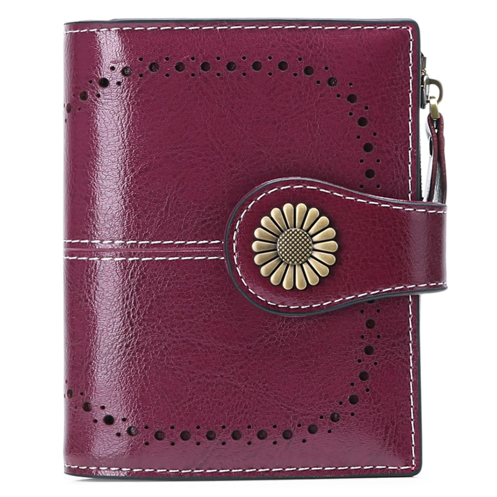 Small Leather RFID Wallet for Women with Zipper Coin Pocket