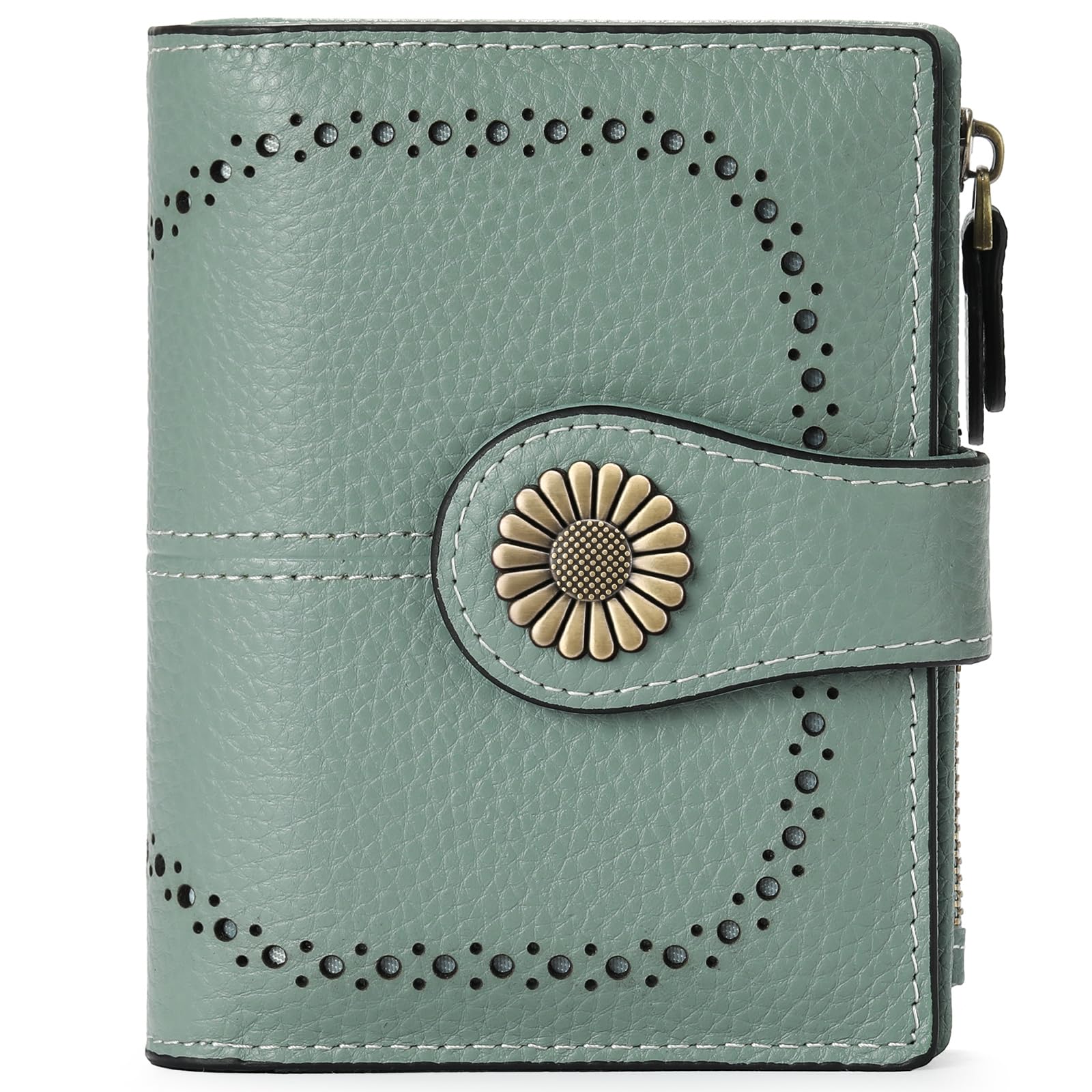 Small Leather RFID Wallet for Women with Zipper Coin Pocket