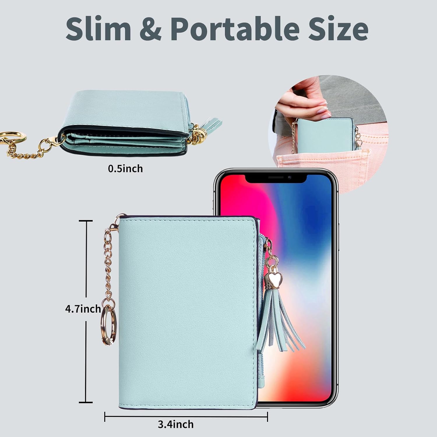 Gostwo Small Wallets for Women, Stylish Womens Wallet with ID Window, Zippered Coin Pocket and Tassel. Cute RFID Wallet for Women, ideal for Teen Girls, Commuters, and Women for Daily Use