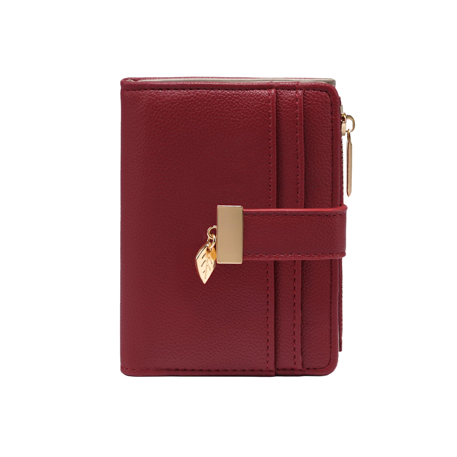 Women’s Small Leather Wallet – Bifold Wallet with Zipper Coin Pocket & Card Slots