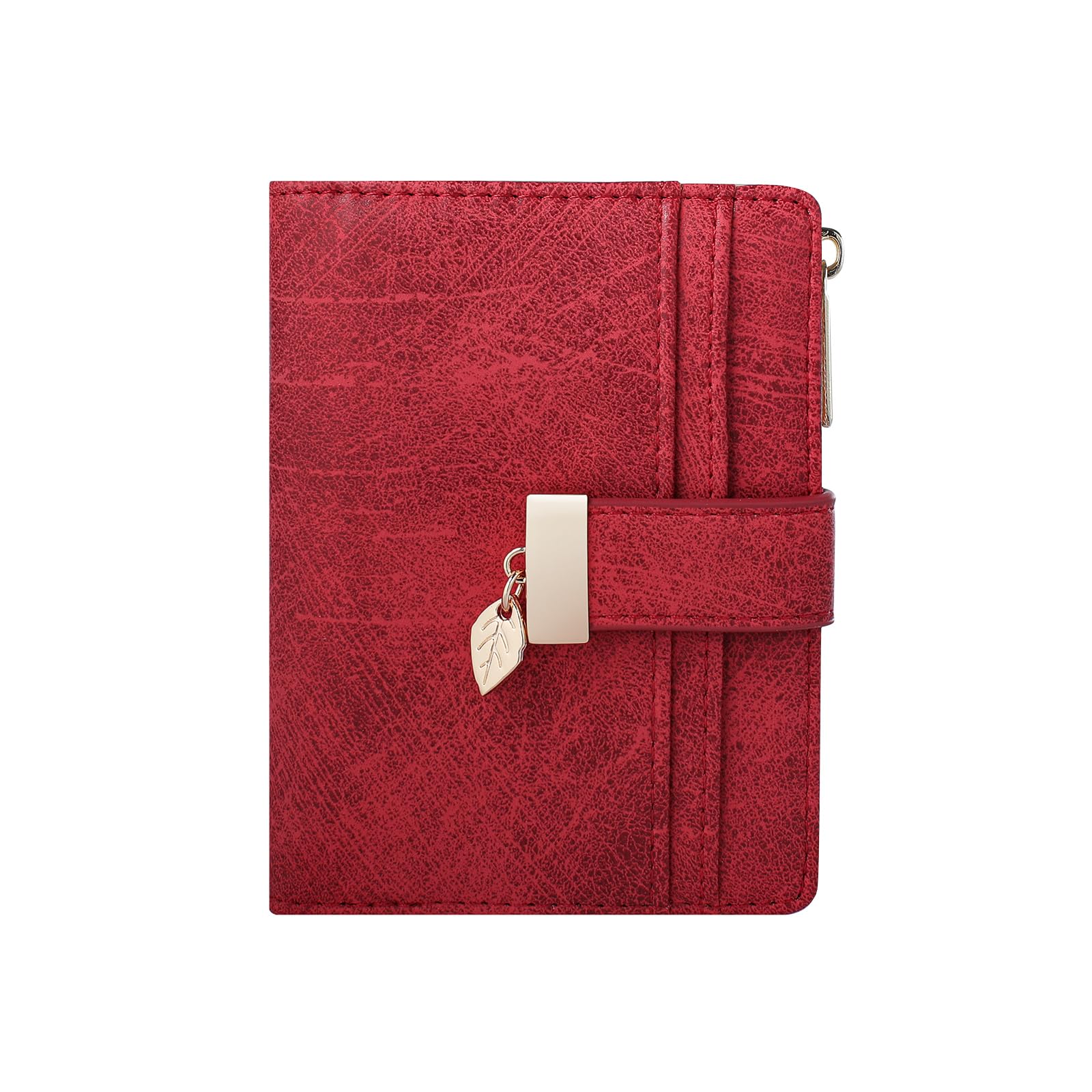 Women’s Small Leather Wallet – Bifold Wallet with Zipper Coin Pocket & Card Slots