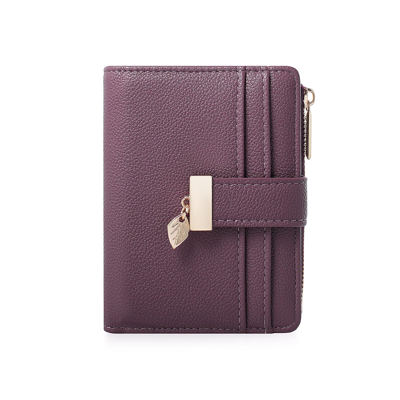 Women’s Small Leather Wallet – Bifold Wallet with Zipper Coin Pocket & Card Slots