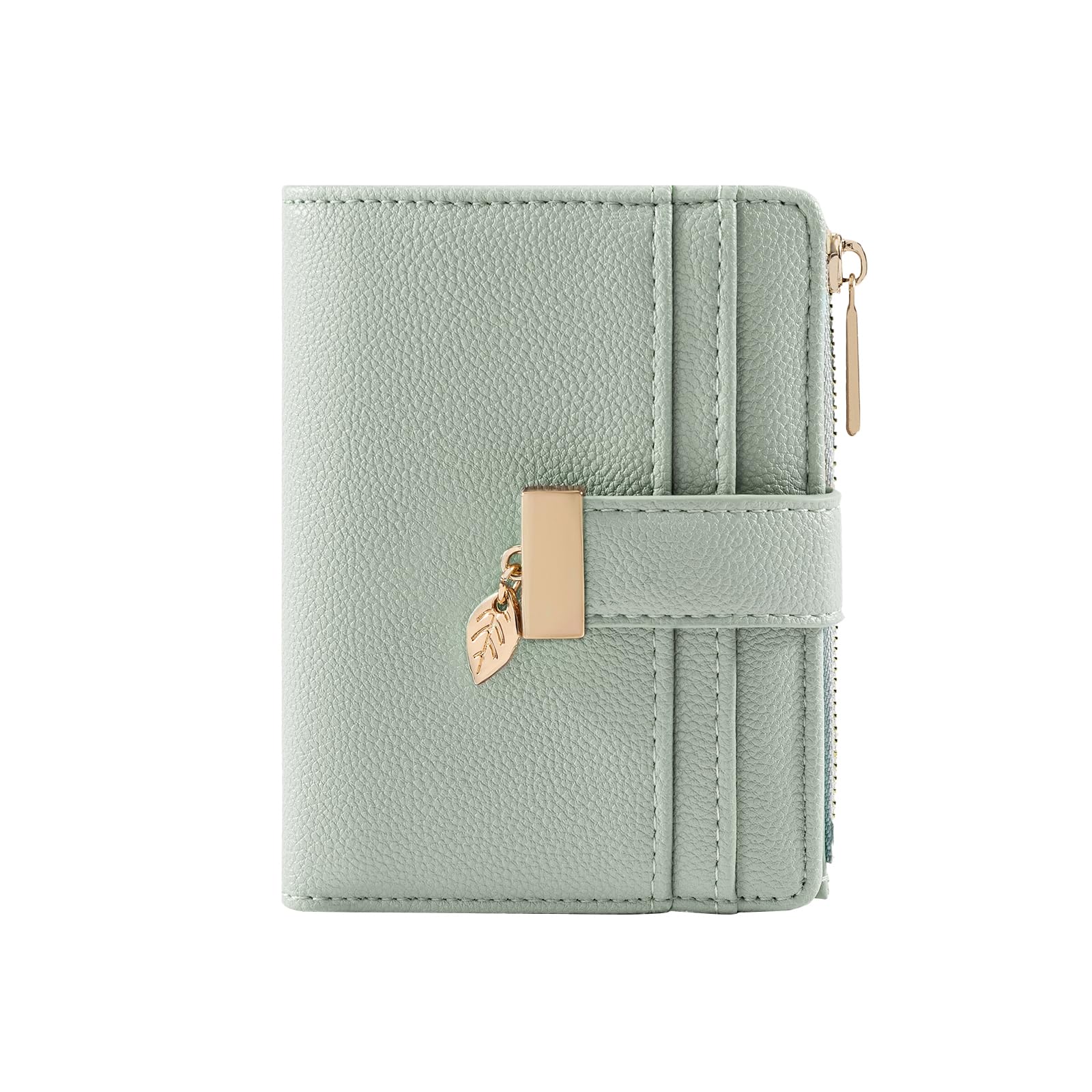 Women’s Small Leather Wallet – Bifold Wallet with Zipper Coin Pocket & Card Slots