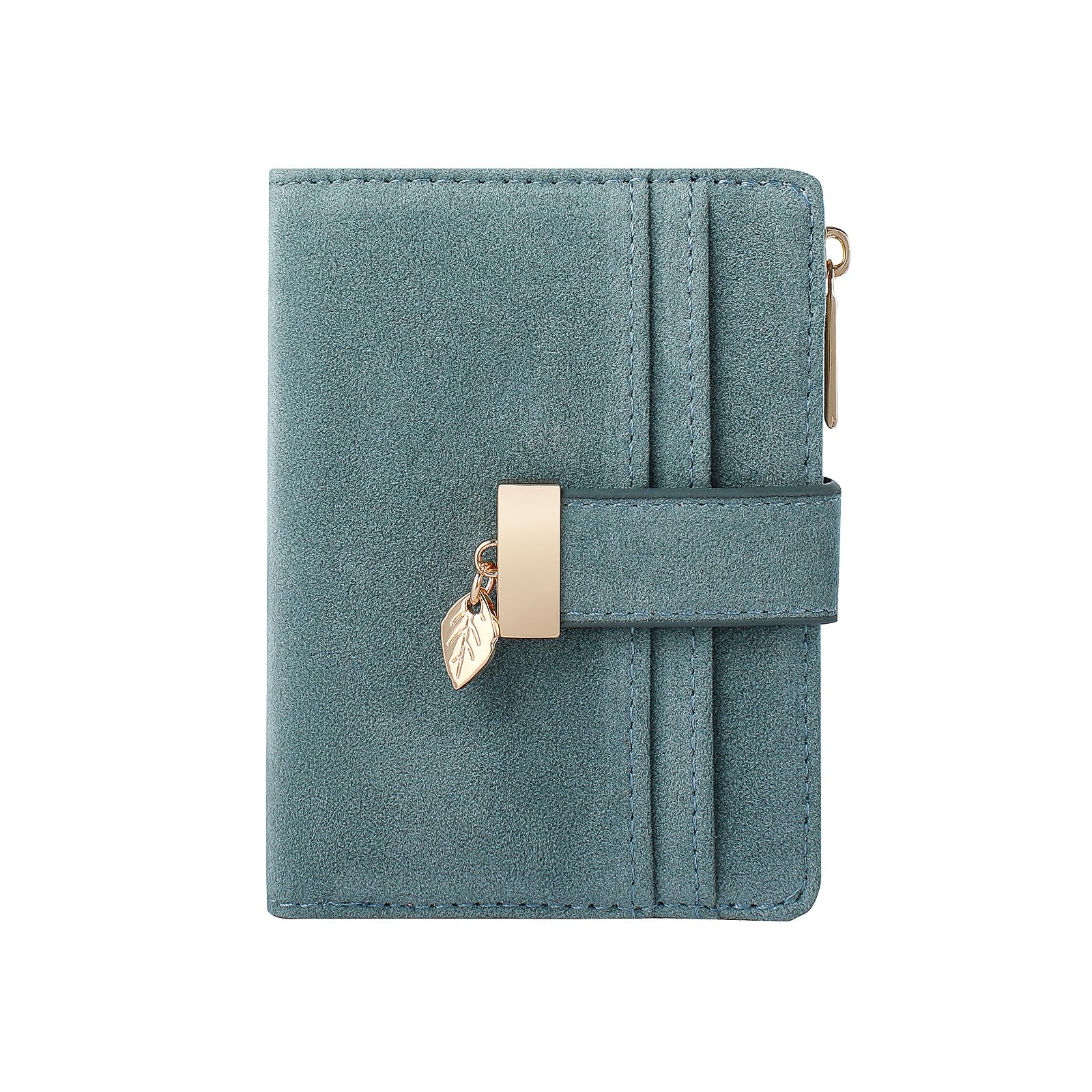 Women’s Small Leather Wallet – Bifold Wallet with Zipper Coin Pocket & Card Slots