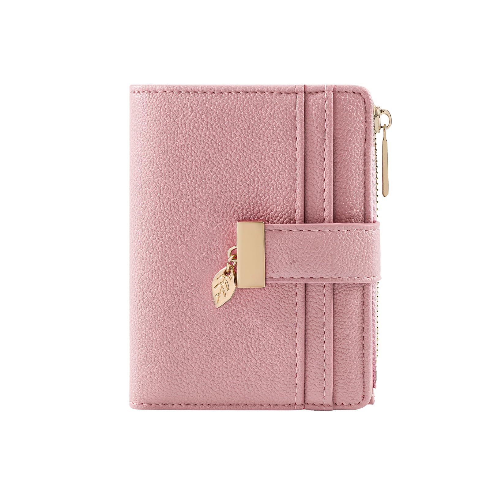 Women’s Small Leather Wallet – Bifold Wallet with Zipper Coin Pocket & Card Slots