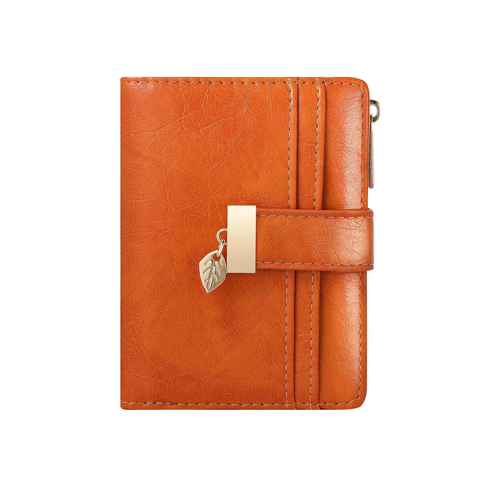Women’s Small Leather Wallet – Bifold Wallet with Zipper Coin Pocket & Card Slots