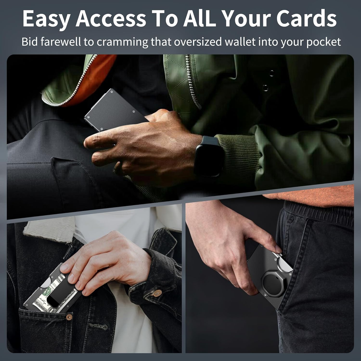 Smart AirTag Wallet for Men | RFID Blocking Metal Slim Wallet with Money Clip & Apple Find My Tracker Gift for Him - Abbycart