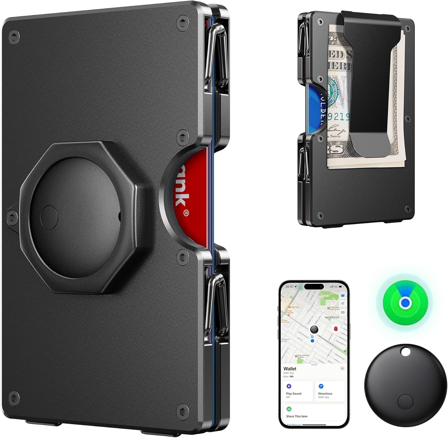 Smart AirTag Wallet for Men | RFID Blocking Metal Slim Wallet with Money Clip & Apple Find My Tracker Gift for Him - Abbycart