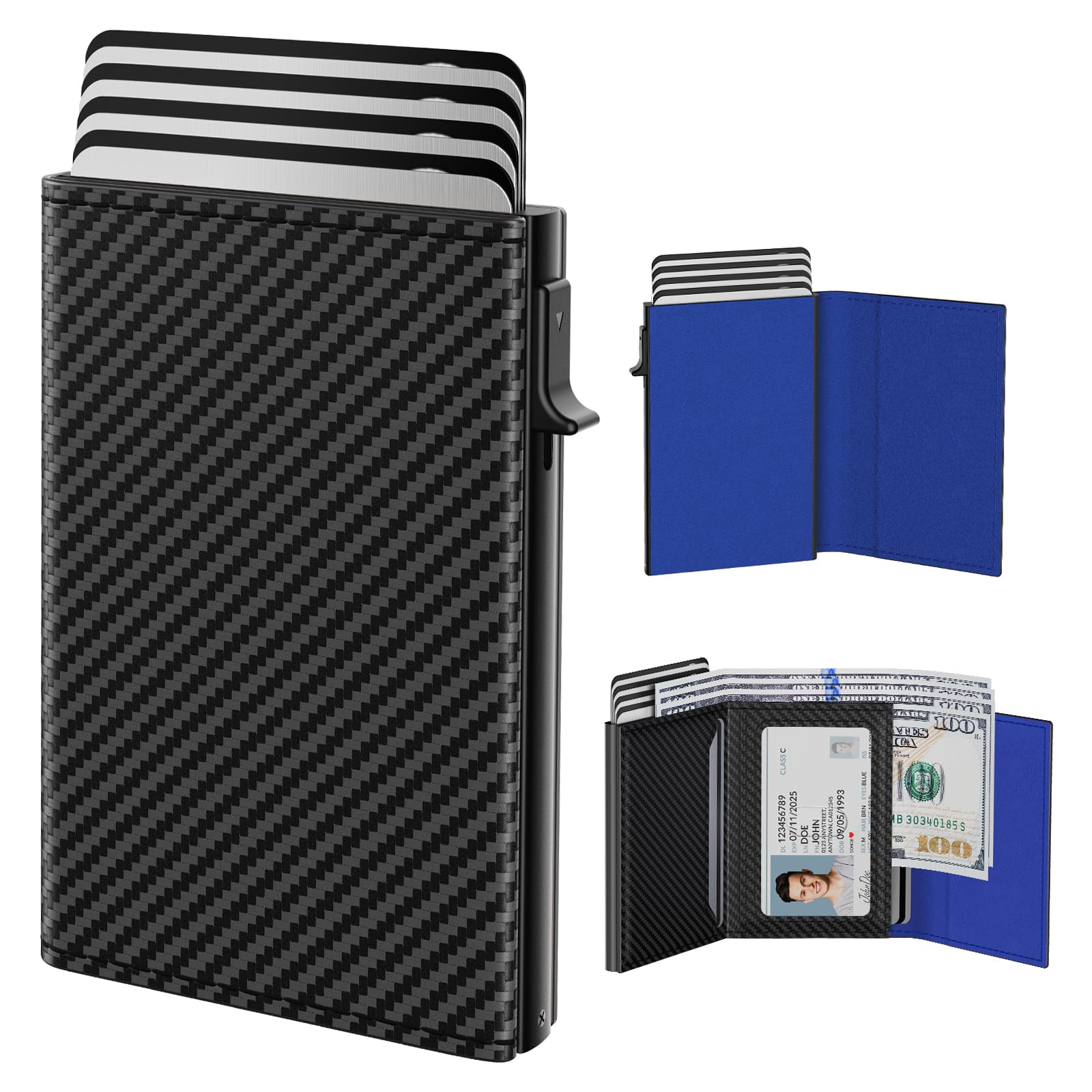 Smart Pop - Up Wallet for Men | RFID Slim Aluminum Holder, Holds 9–14 Cards with ID Window & Cash Slot, Minimalist Front Pocket Wallet - Abbycart