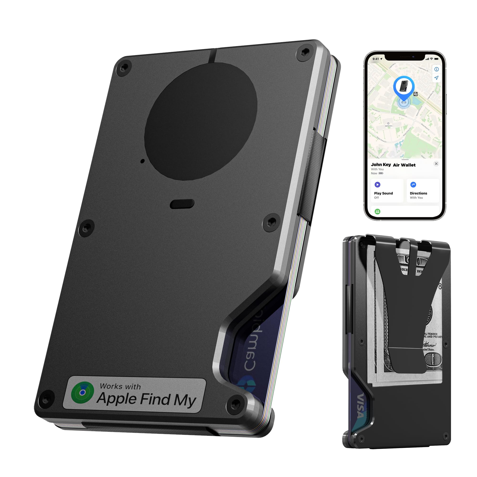 Smart Slim RFID Wallet with Tracker Find My iOS Card Holder Men