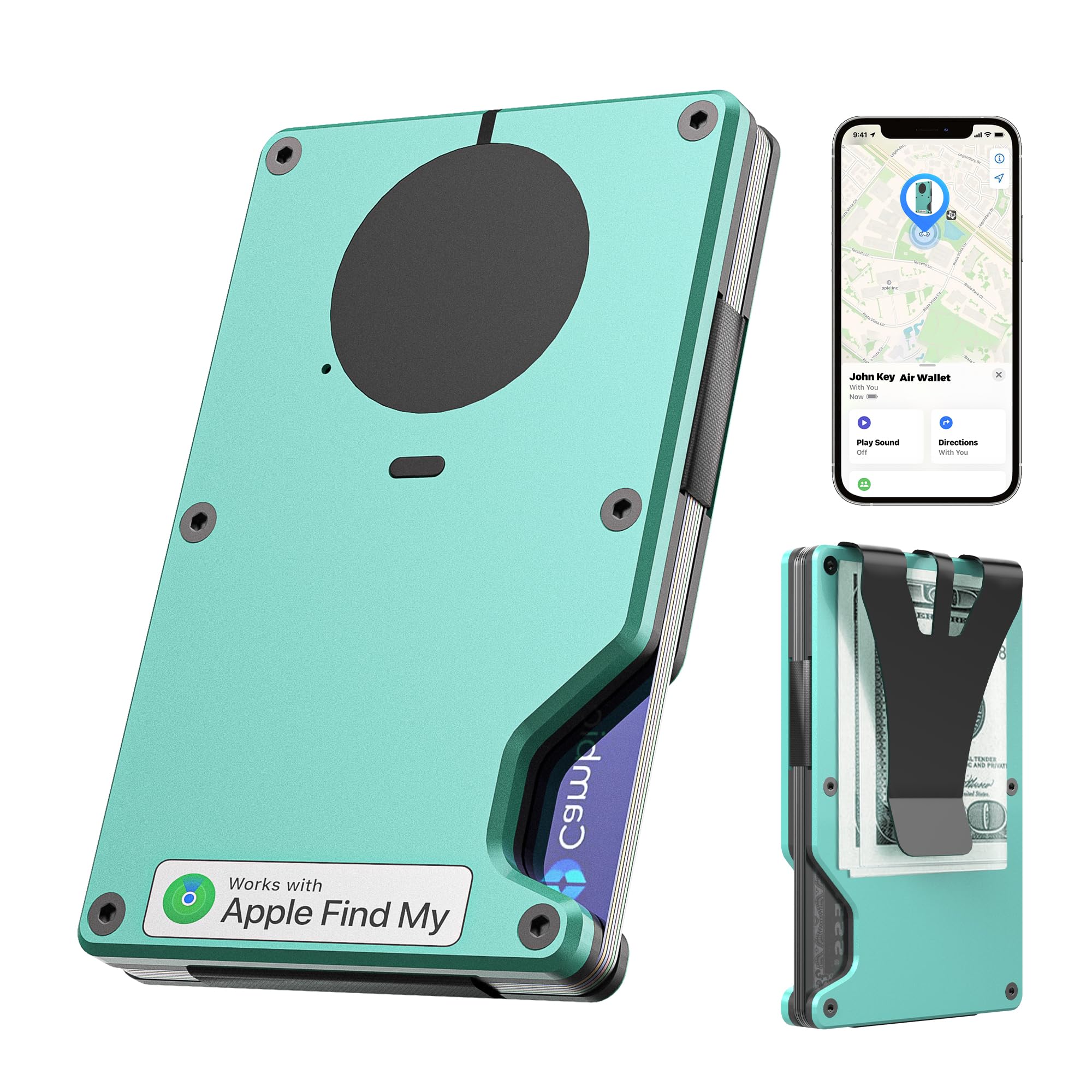 Smart Slim RFID Wallet with Tracker Find My iOS Card Holder Men