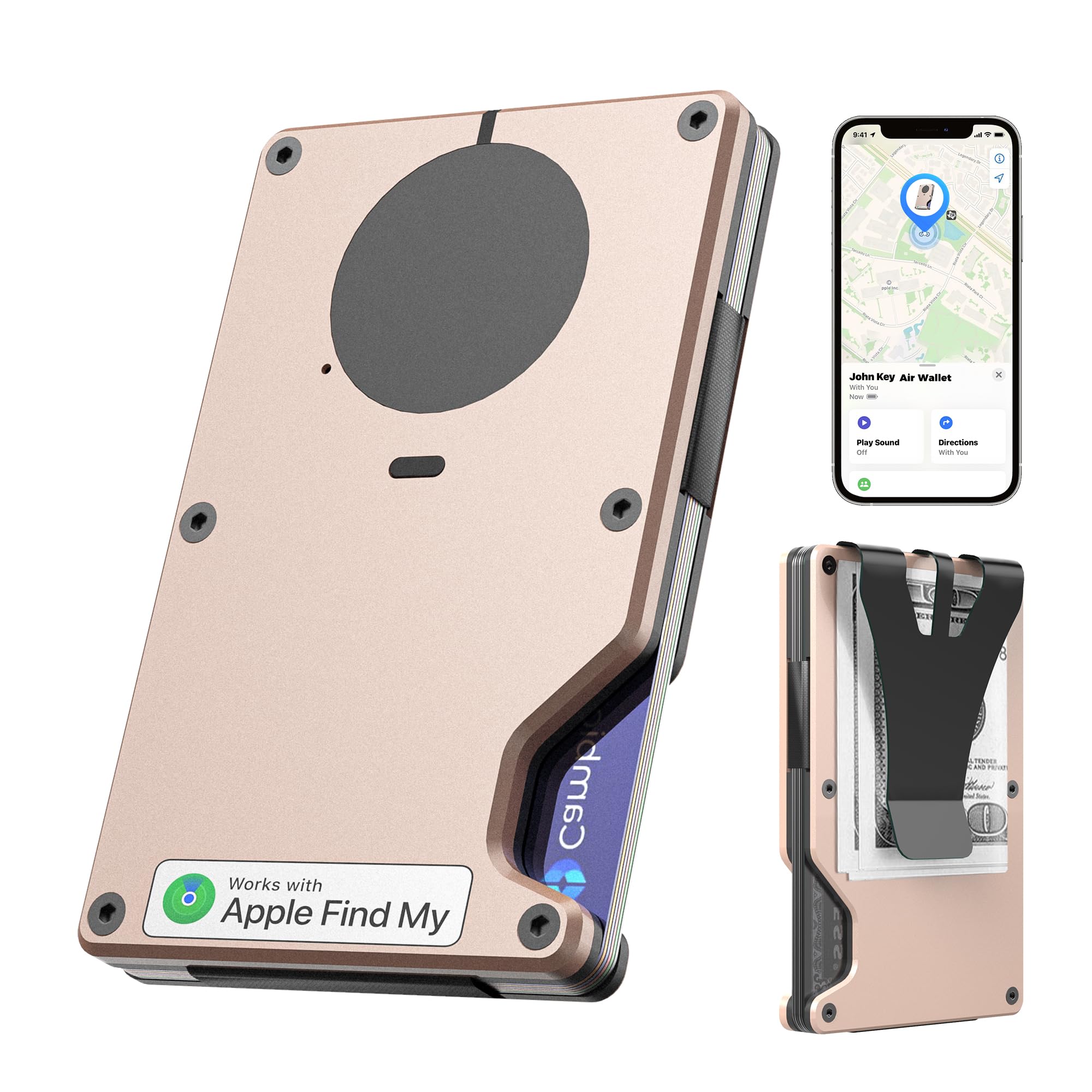 Smart Slim RFID Wallet with Tracker Find My iOS Card Holder Men