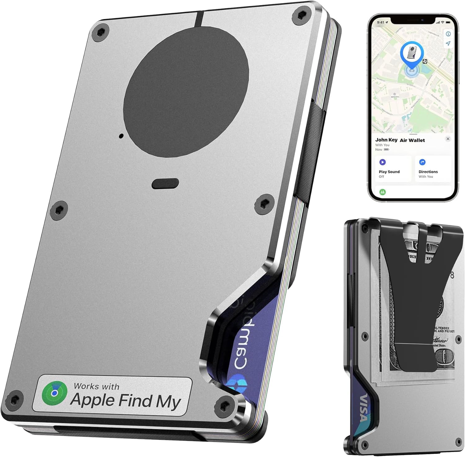 Smart Slim RFID Wallet with Tracker Find My iOS Card Holder Men