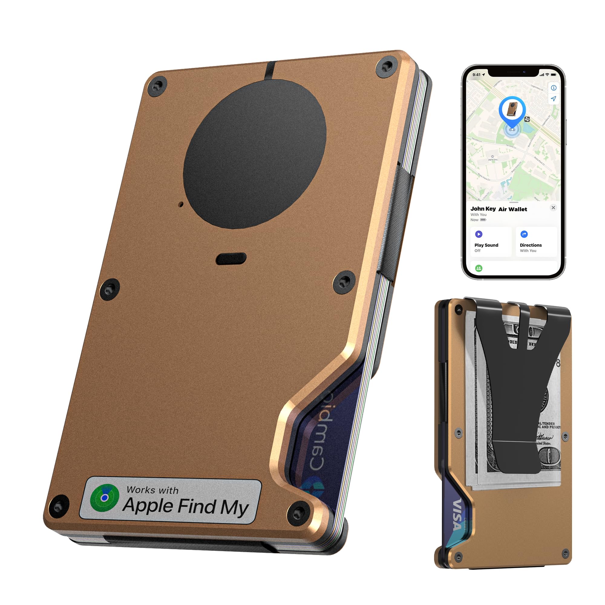 Smart Slim RFID Wallet with Tracker Find My iOS Card Holder Men