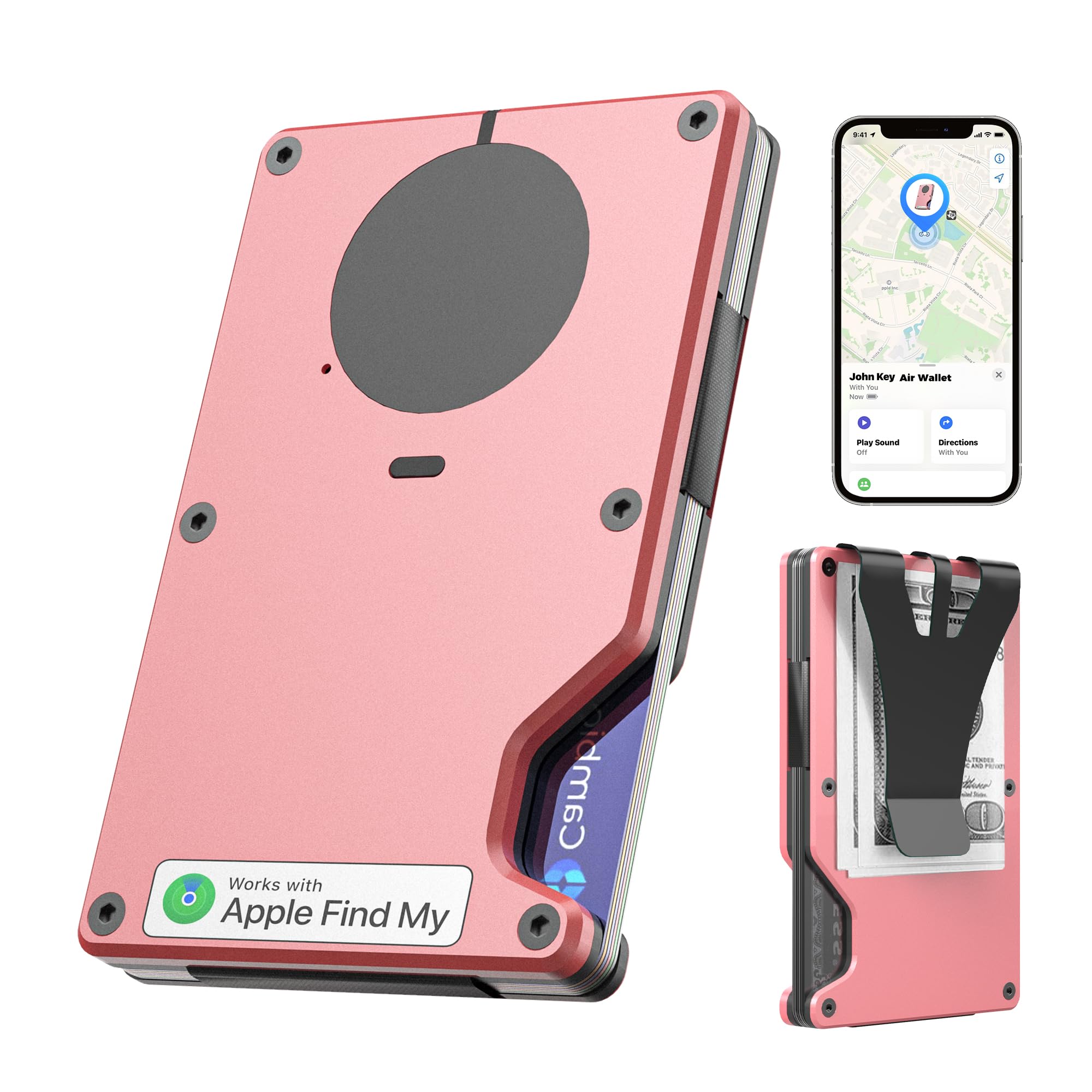 Smart Slim RFID Wallet with Tracker Find My iOS Card Holder Men