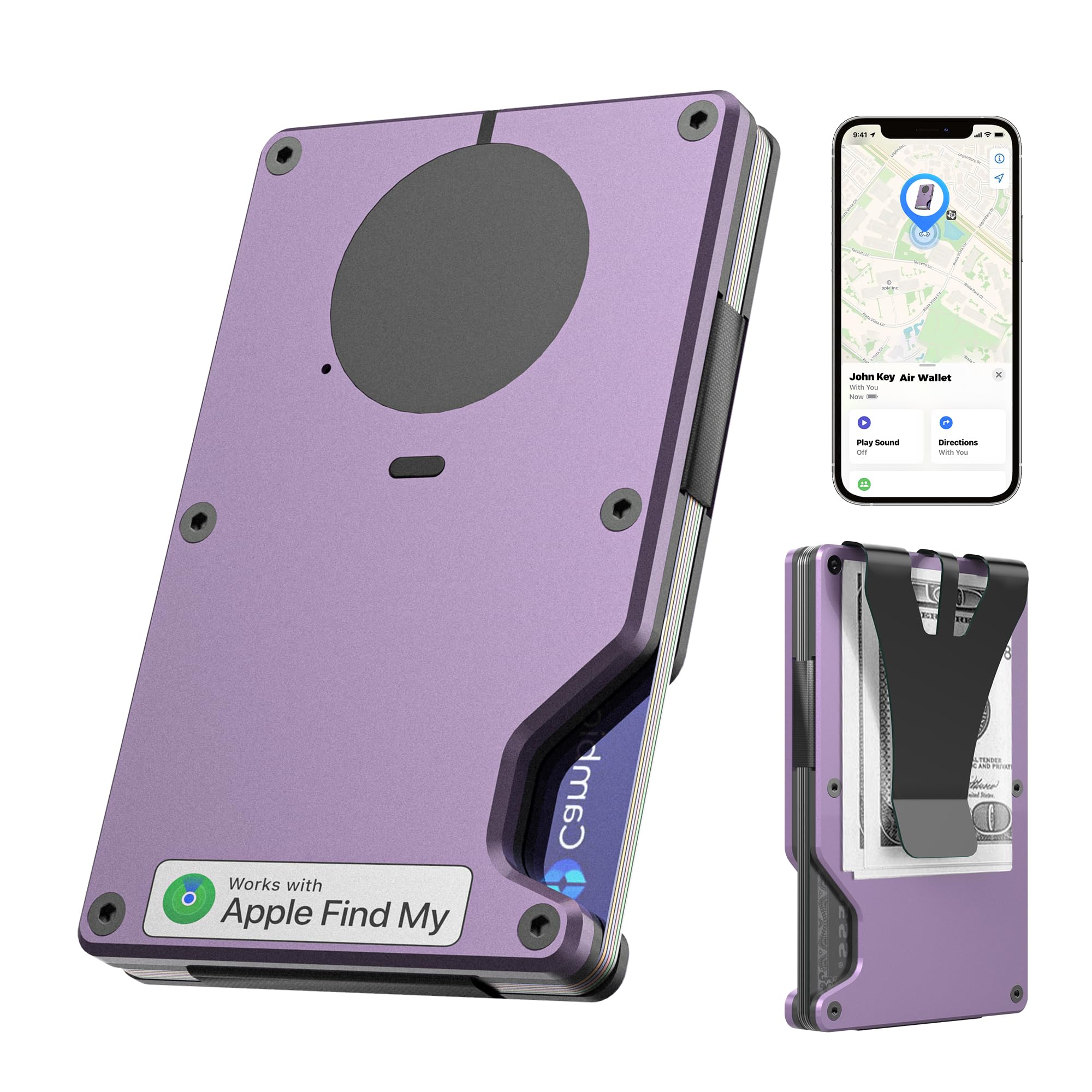 Smart Slim RFID Wallet with Tracker Find My iOS Card Holder Men