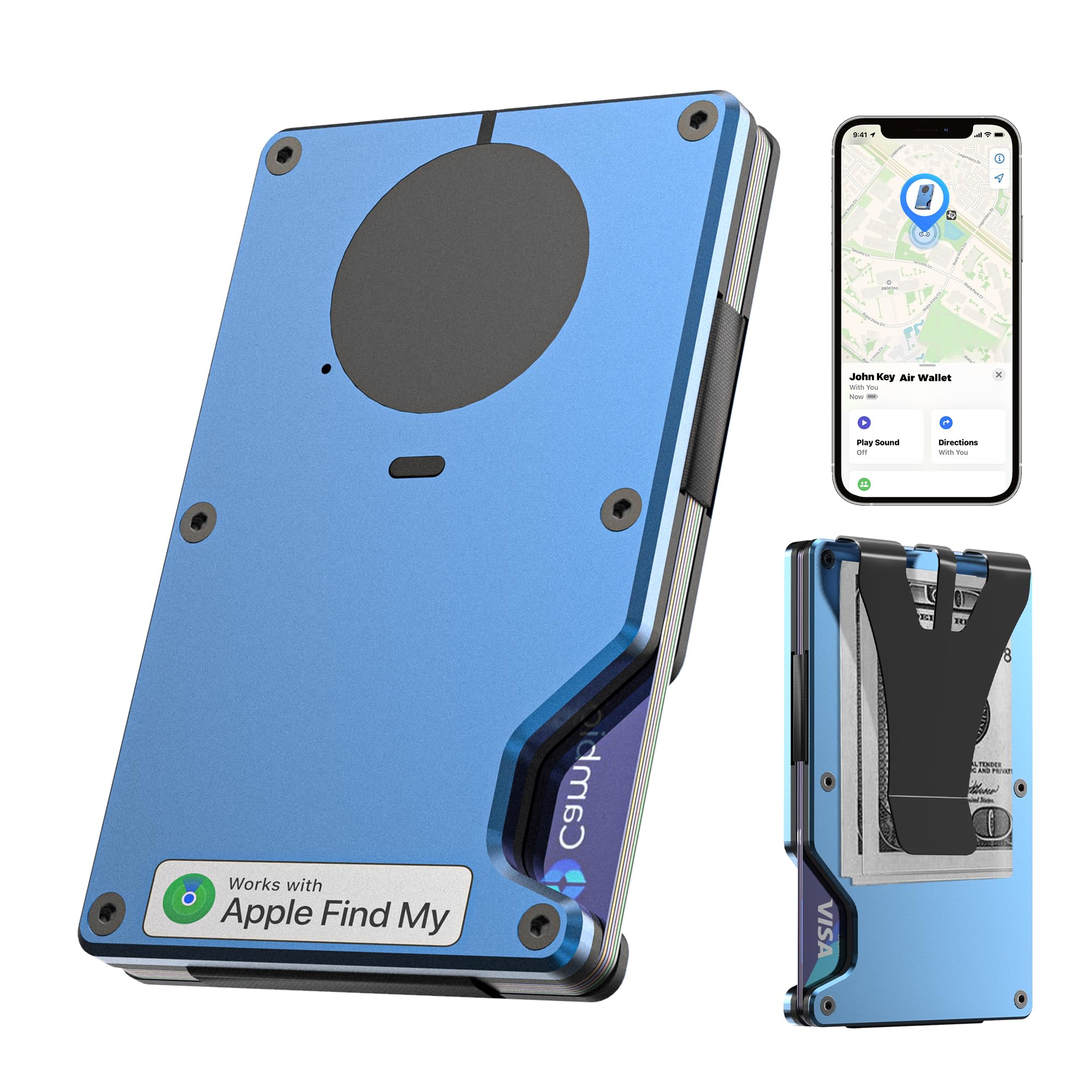 Smart Slim RFID Wallet with Tracker Find My iOS Card Holder Men