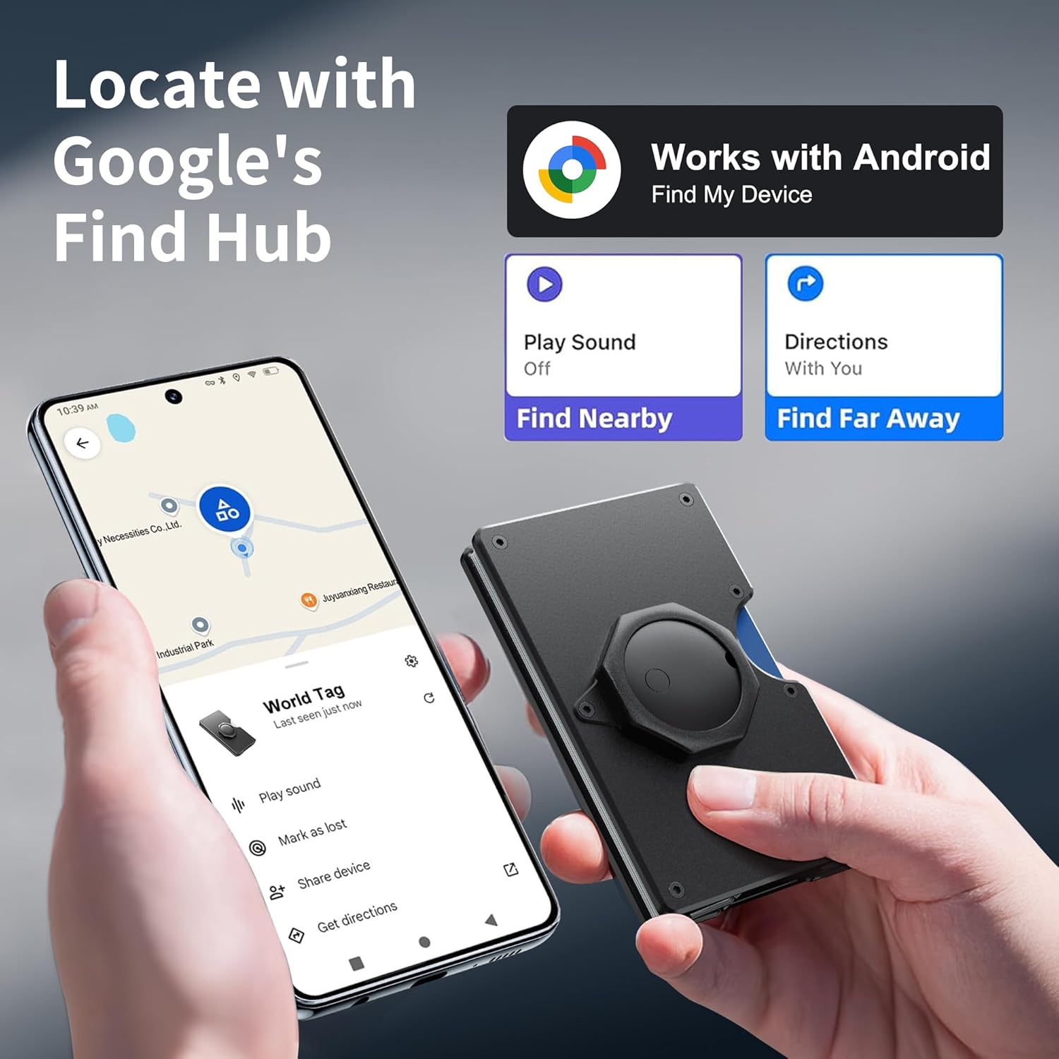 Smart Wallet for Men Android | RFID Blocking Slim Metal Wallet with Tracker Works with Google Find My & Money Clip Gift for Him - Abbycart