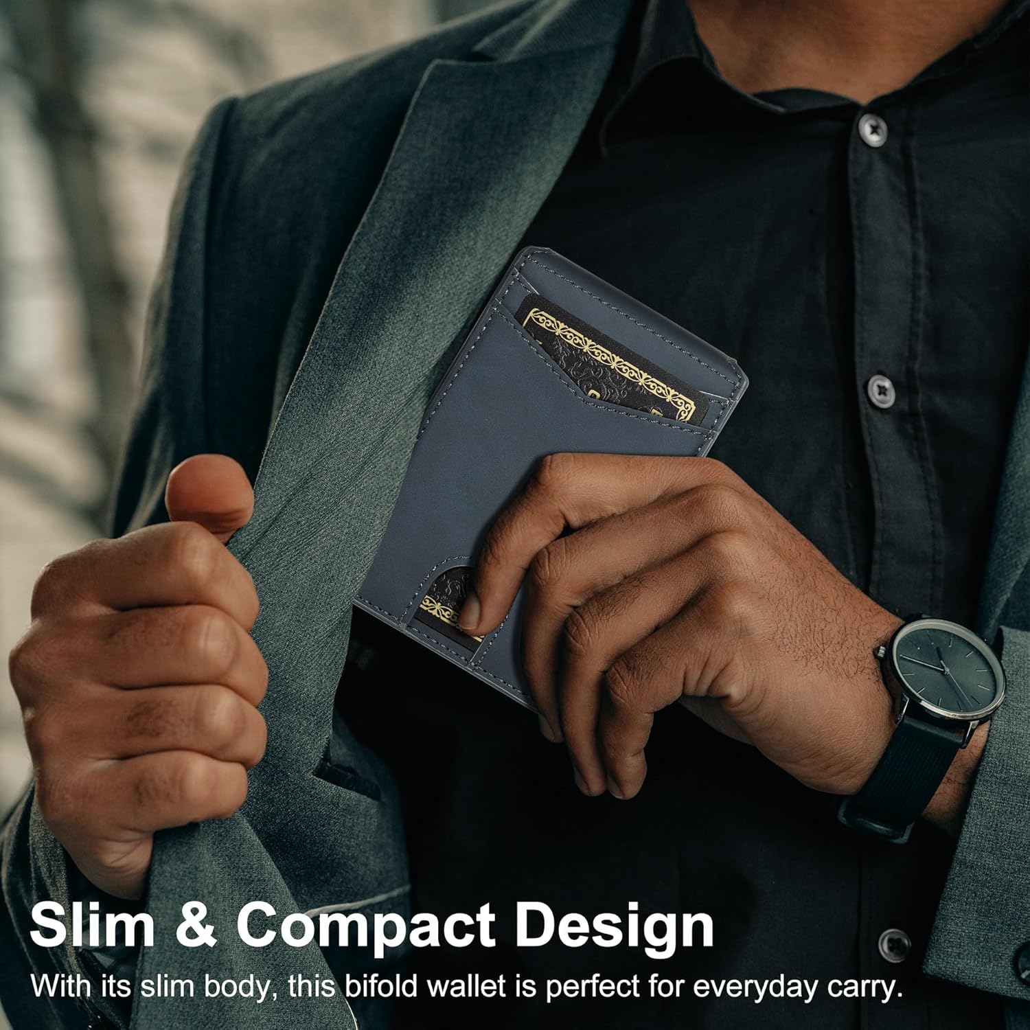 Smart Wallet for Men RFID Blocking | Slim Pop - Up Leather Card Holder Gift with Cash Strap & 12 Card Capacity - Abbycart