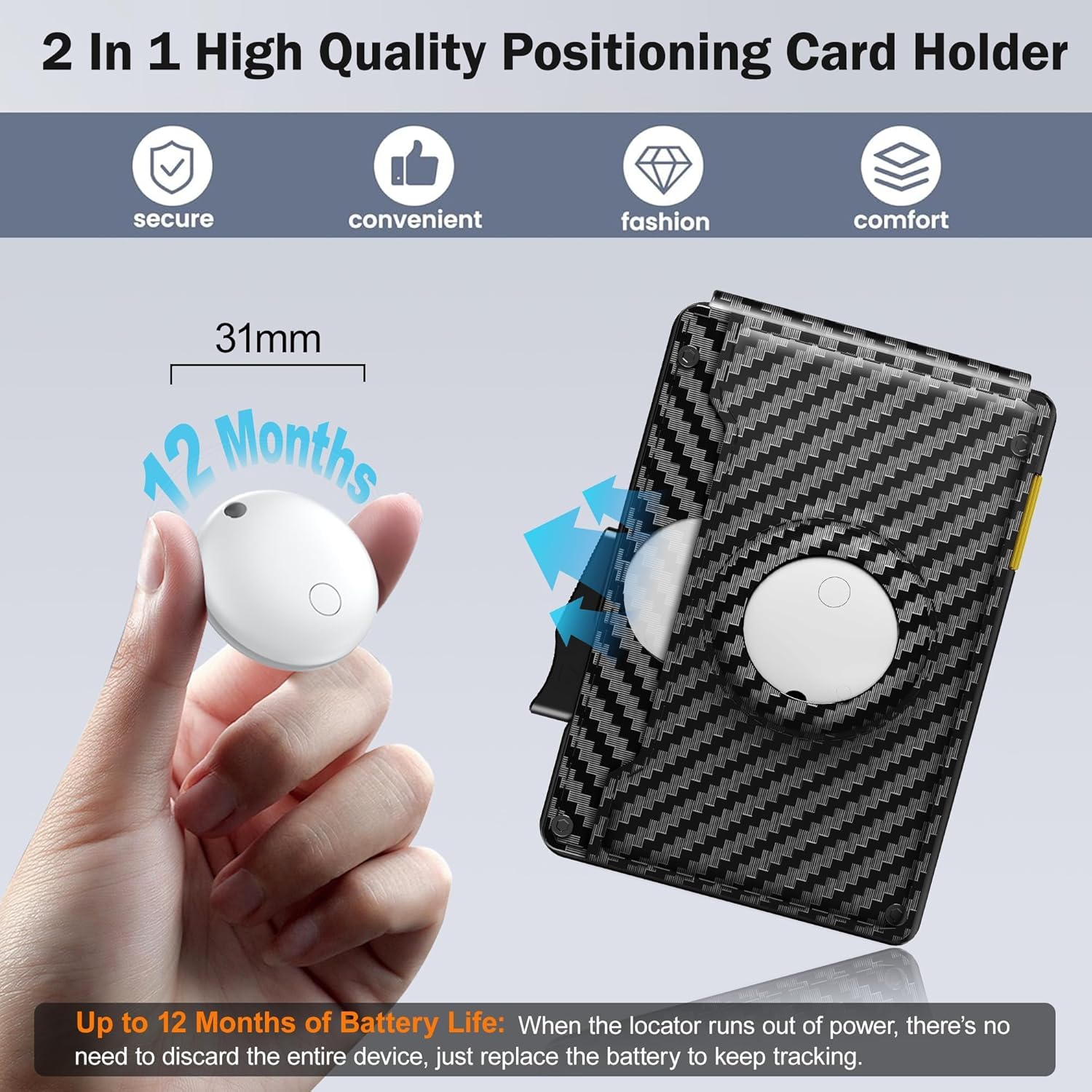 Smart Wallet for Men with Tracker Tag | Slim RFID Blocking Pop - Up Metal Wallet Holds 13 Cards & ID Window Gift for Him - Abbycart