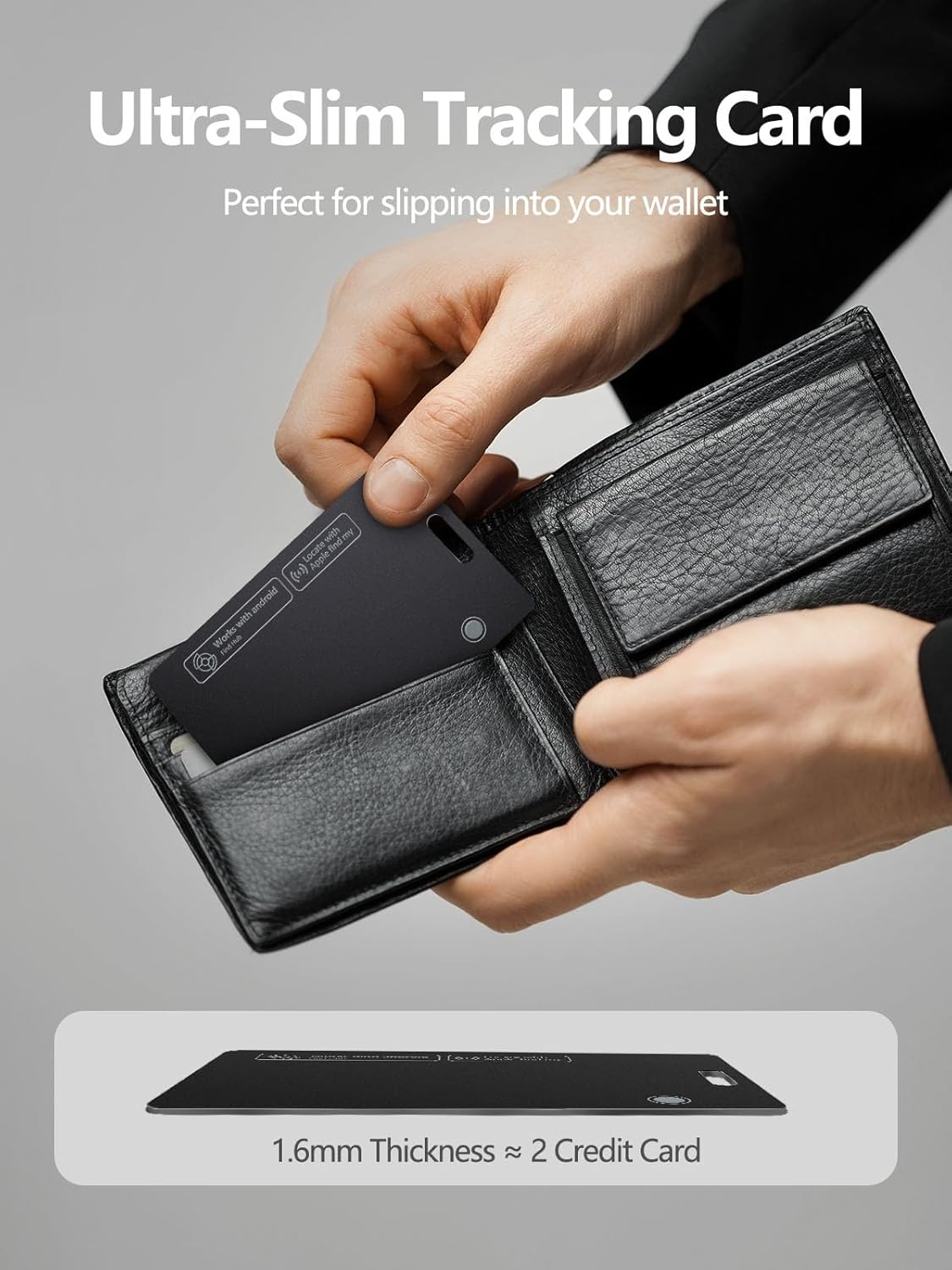 Air Tracker Card for Android & Apple, Find My Wallet Tracker Card for Luggage, ID Card, Passport - Rechargeable Works with Apple Find My & Google's Find Hub (for iOS & Android, 2 Pack)