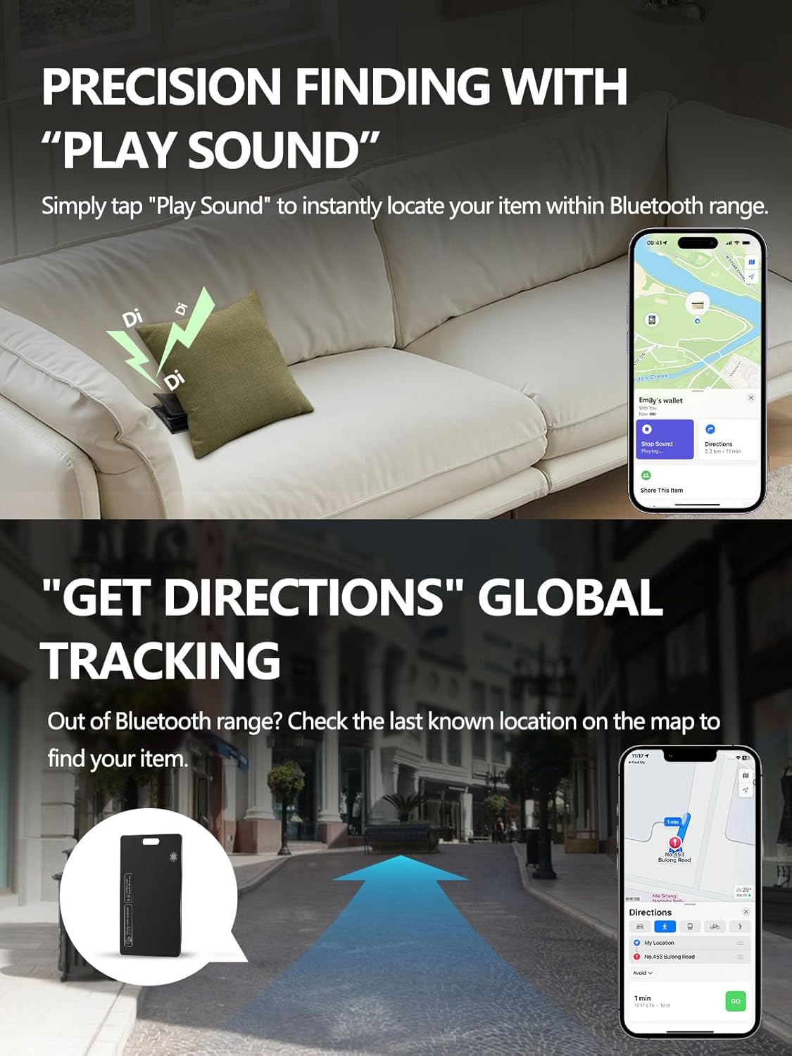 Air Tracker Card for Android & Apple, Find My Wallet Tracker Card for Luggage, ID Card, Passport - Rechargeable Works with Apple Find My & Google's Find Hub (for iOS & Android, 2 Pack)