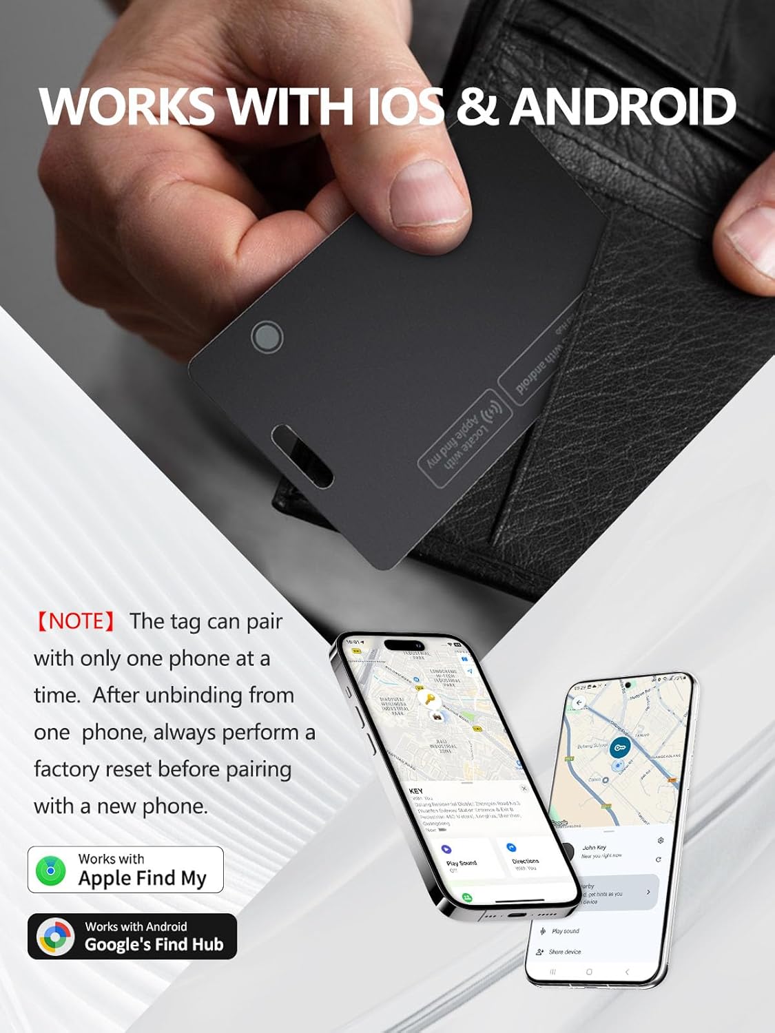 Air Tracker Card for Android & Apple, Find My Wallet Tracker Card for Luggage, ID Card, Passport - Rechargeable Works with Apple Find My & Google's Find Hub (for iOS & Android, 2 Pack)