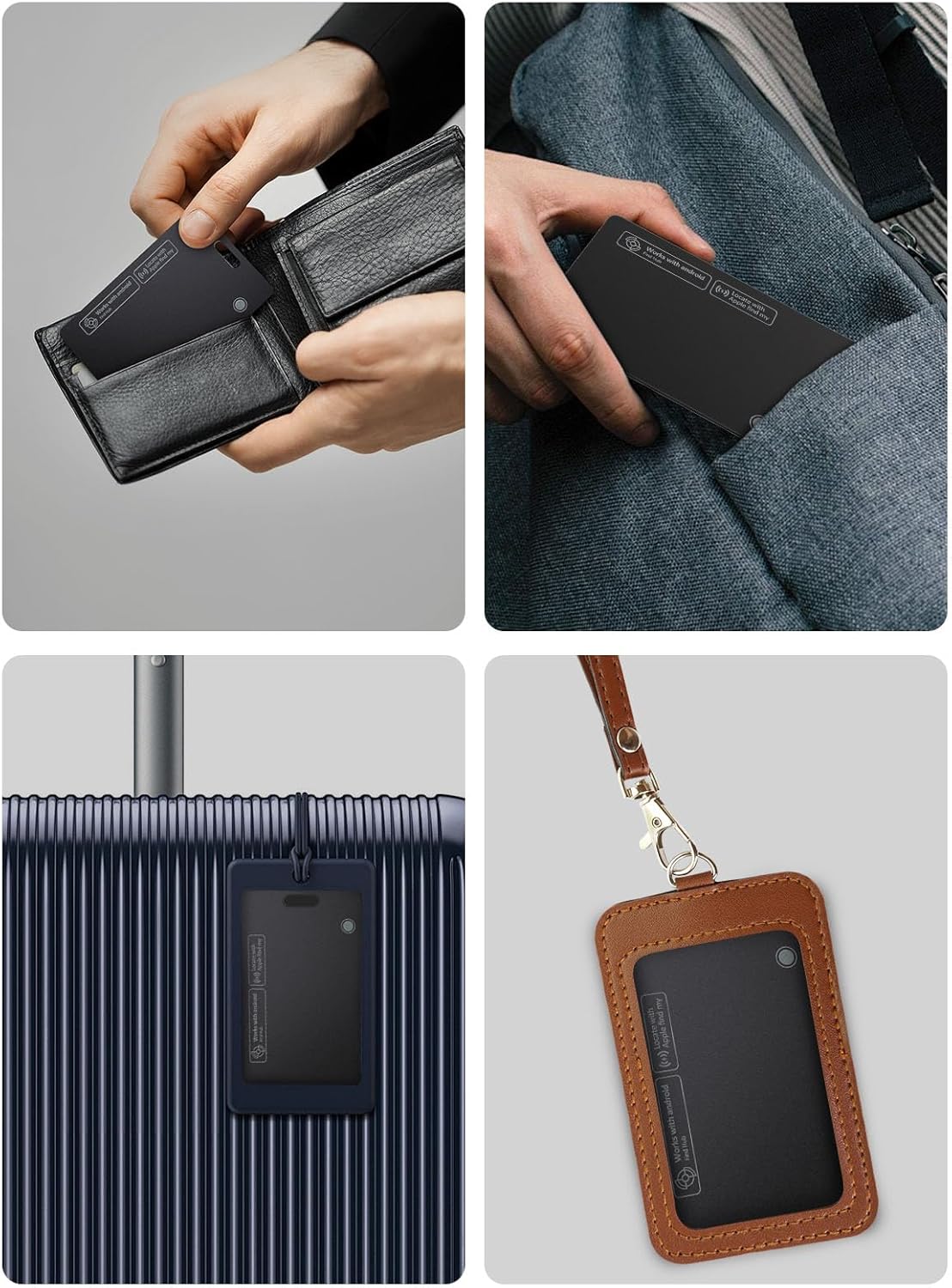 Air Tracker Card for Android & Apple, Find My Wallet Tracker Card for Luggage, ID Card, Passport - Rechargeable Works with Apple Find My & Google's Find Hub (for iOS & Android, 2 Pack)