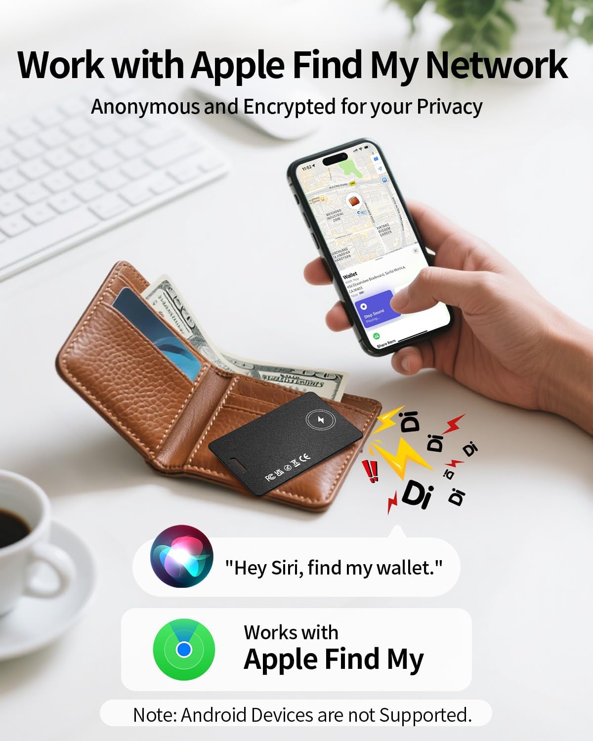 Smart Wallet Tracker Card (iOS Only / Apple Find My) - Abbycart