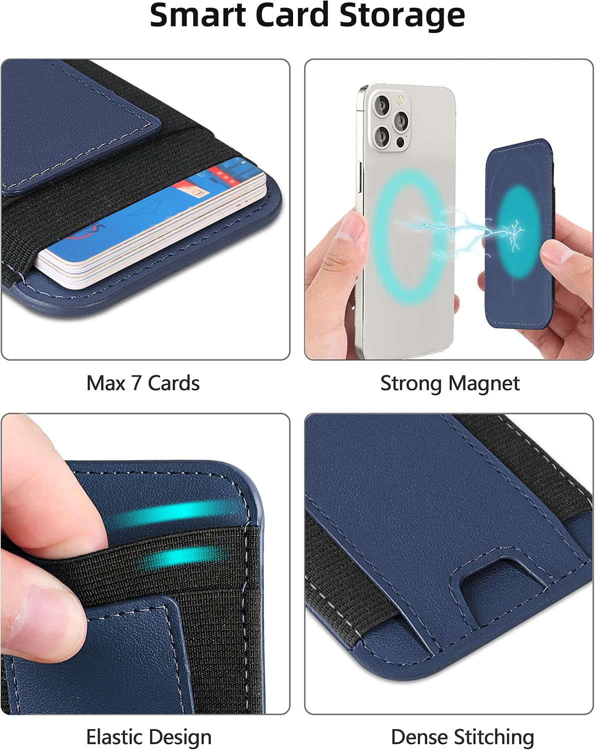 Strong MagSafe Wallet for iPhone | RFID Blocking Magnetic Leather Card Holder Fits 7 Cards Compatible with iPhone 17 16 15 14 13 12 - Abbycart