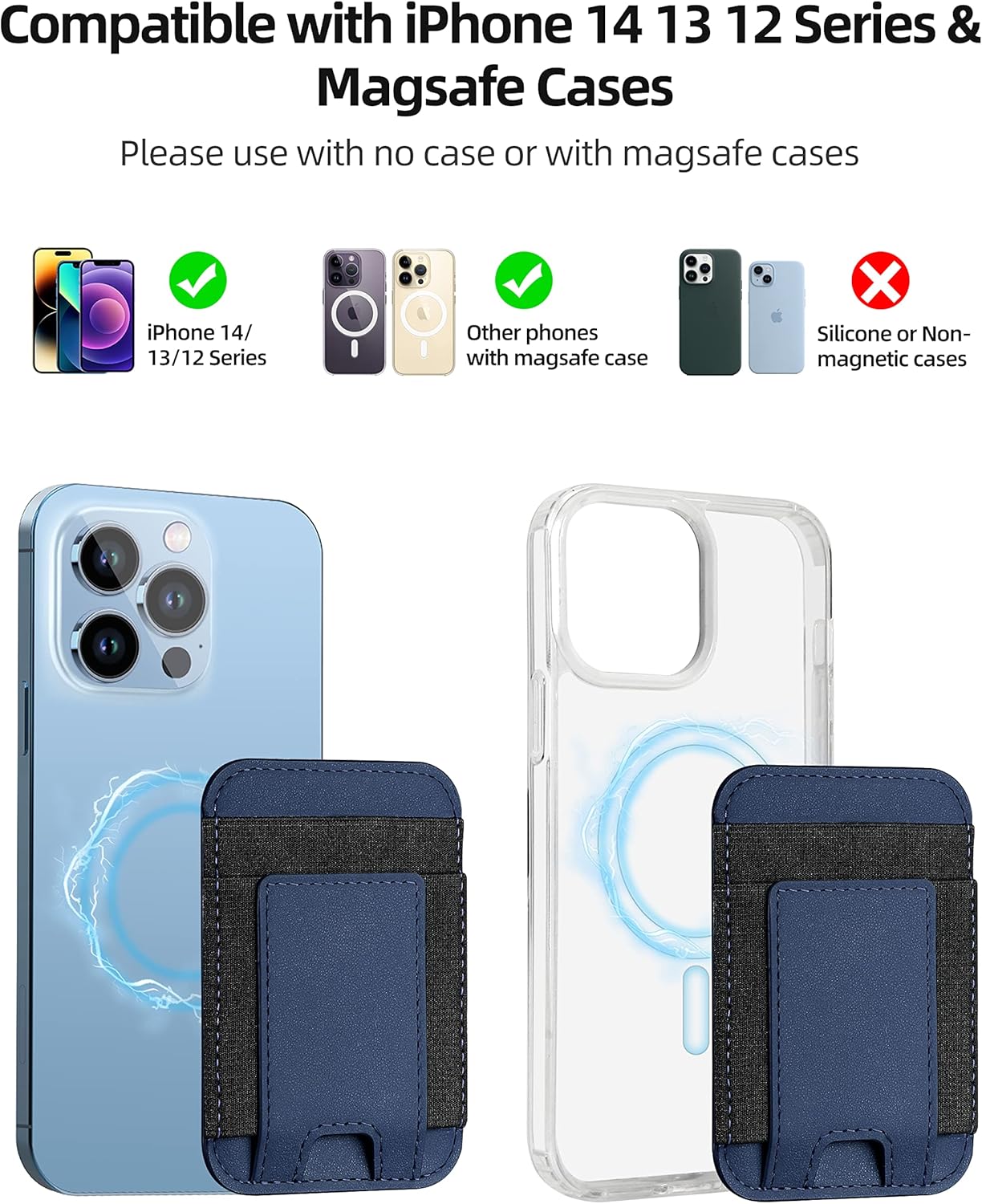 Strong MagSafe Wallet for iPhone | RFID Blocking Magnetic Leather Card Holder Fits 7 Cards Compatible with iPhone 17 16 15 14 13 12 - Abbycart