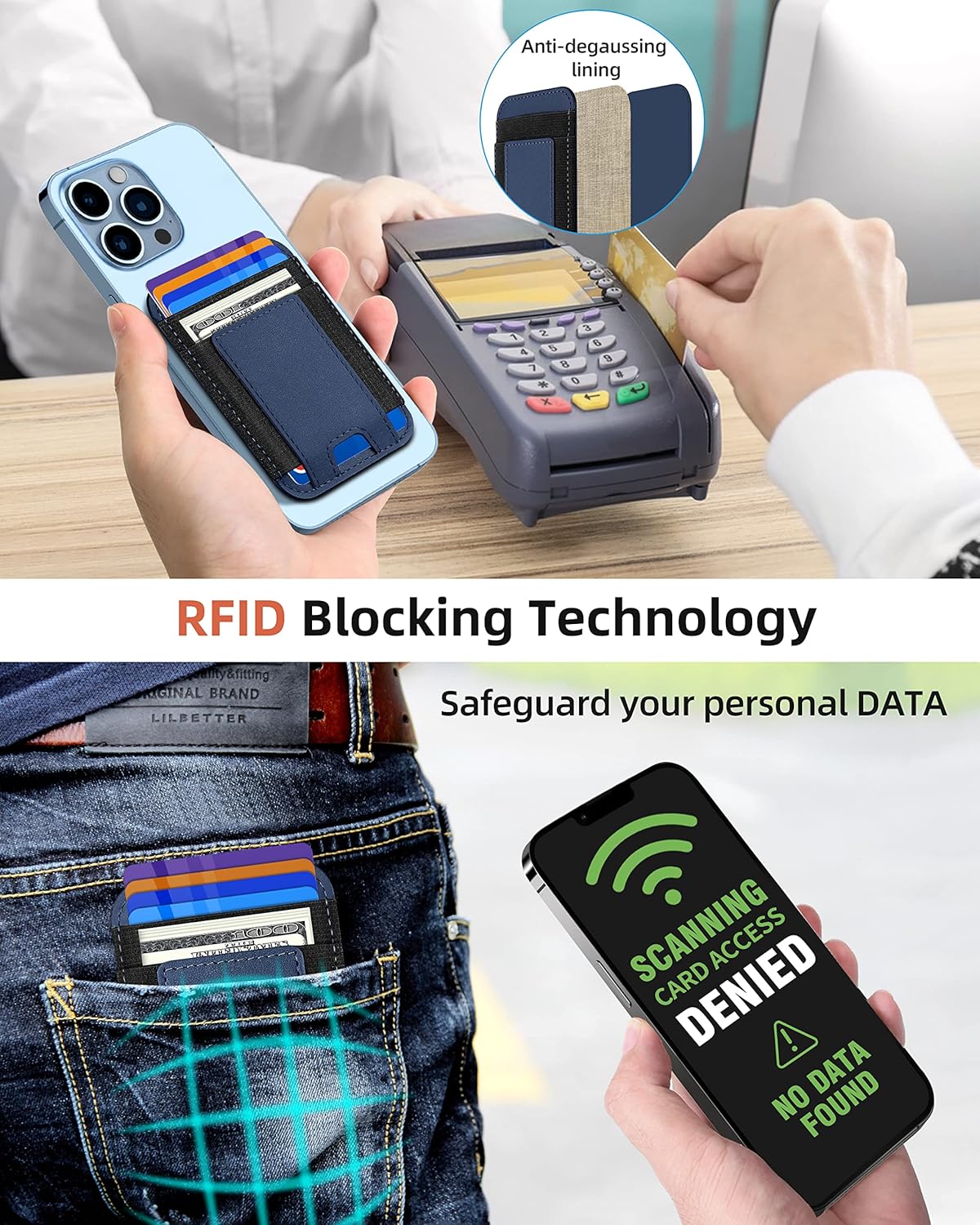 Strong MagSafe Wallet for iPhone | RFID Blocking Magnetic Leather Card Holder Fits 7 Cards Compatible with iPhone 17 16 15 14 13 12 - Abbycart