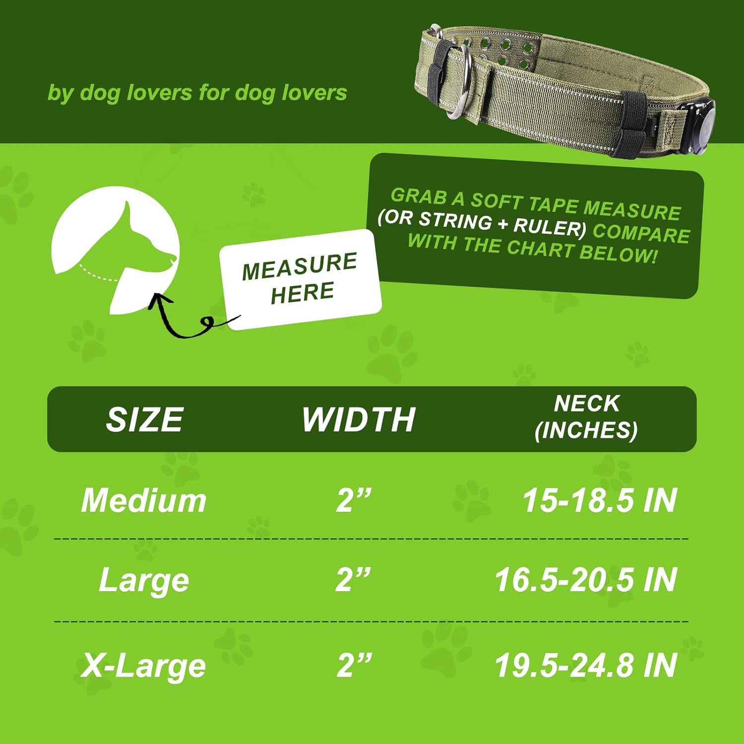 Tactical Air Tag Dog Collar Waterproof Adjustable with Handle