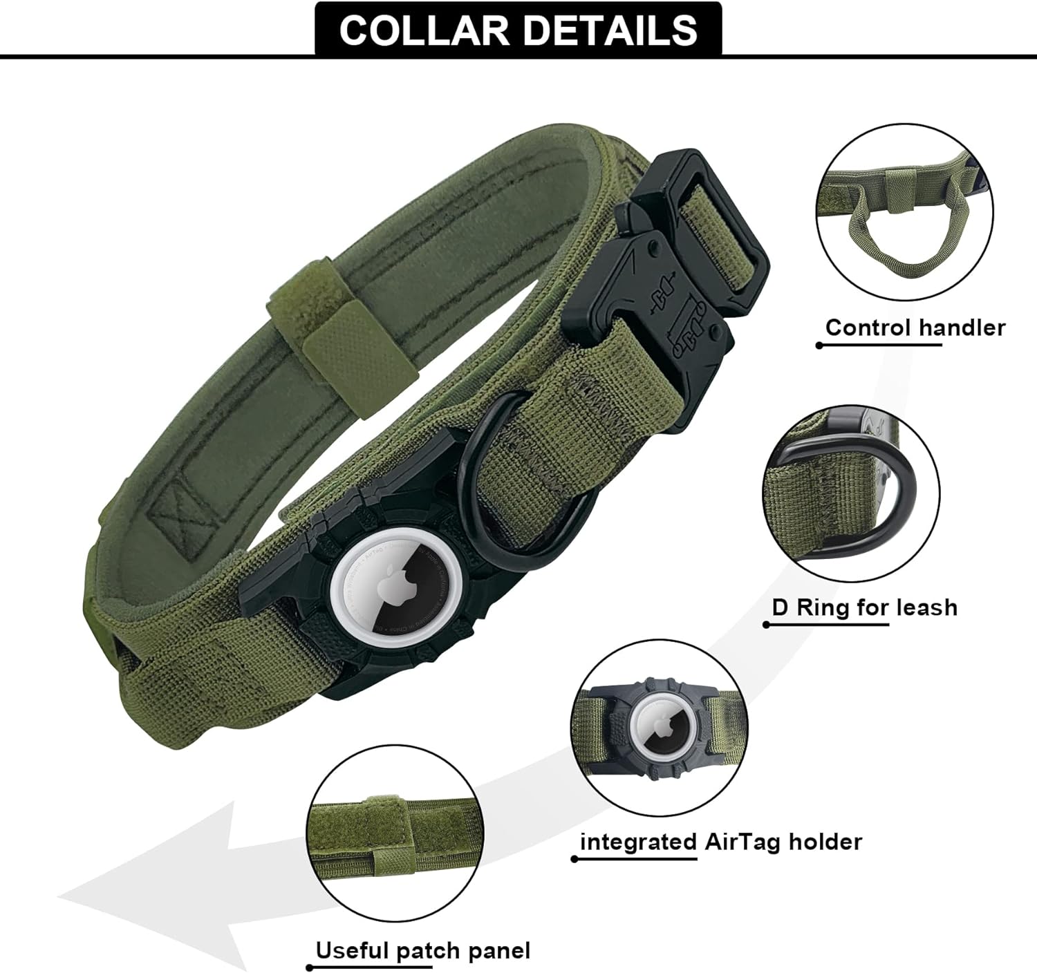 Tactical AirTag Dog Collar – Heavy - Duty & Adjustable - Abbycart