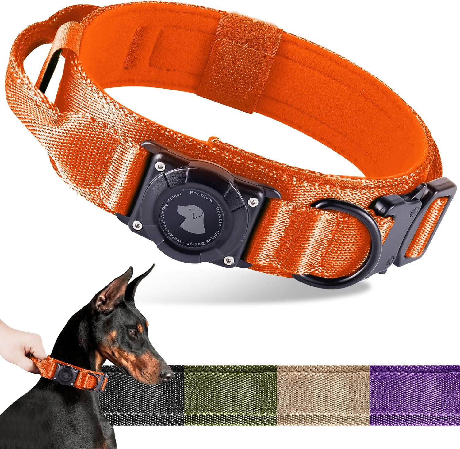 Tactical AirTag Dog Collar – Waterproof & Heavy Duty GPS