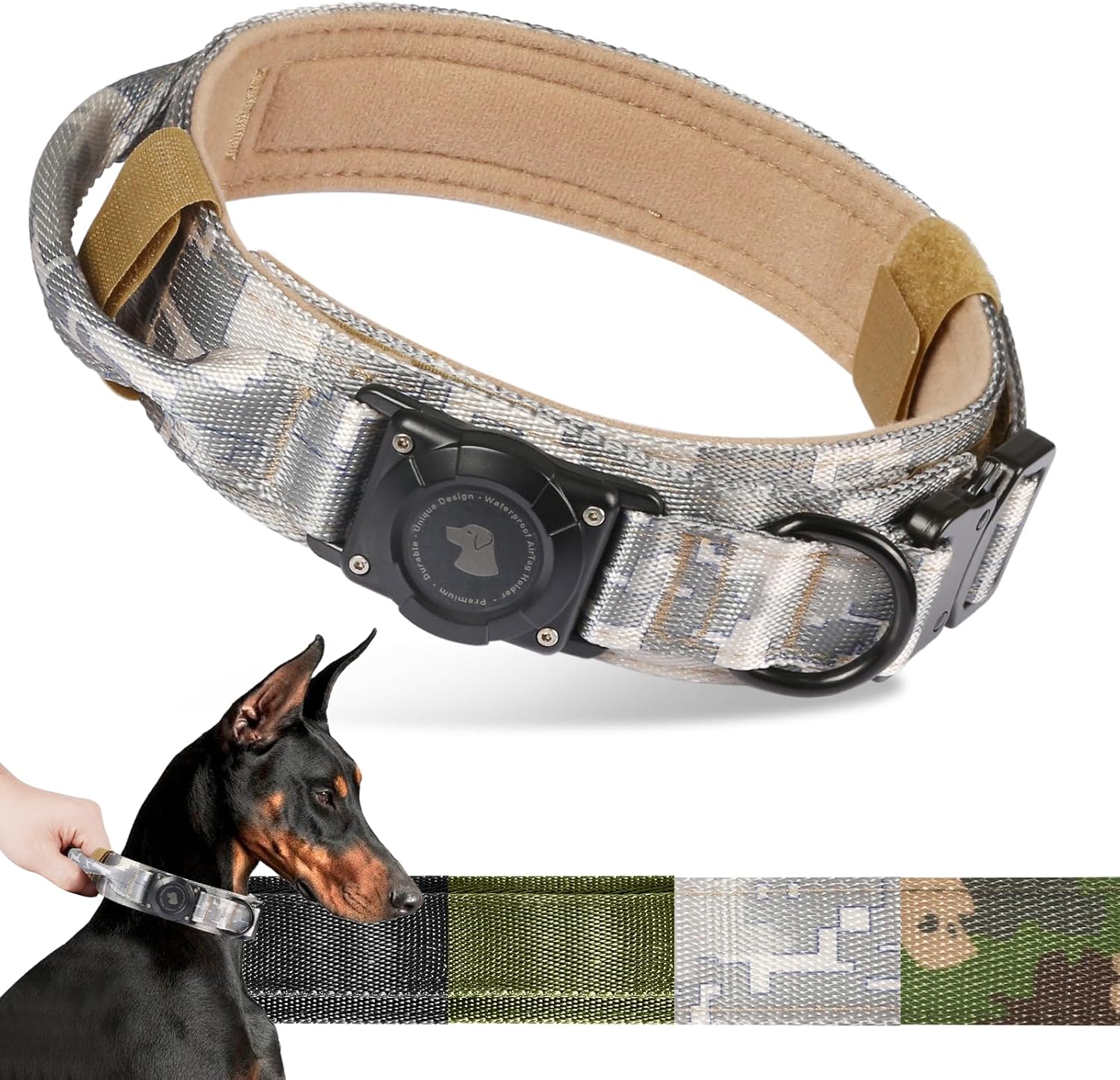 Tactical AirTag Dog Collar – Waterproof & Heavy Duty GPS