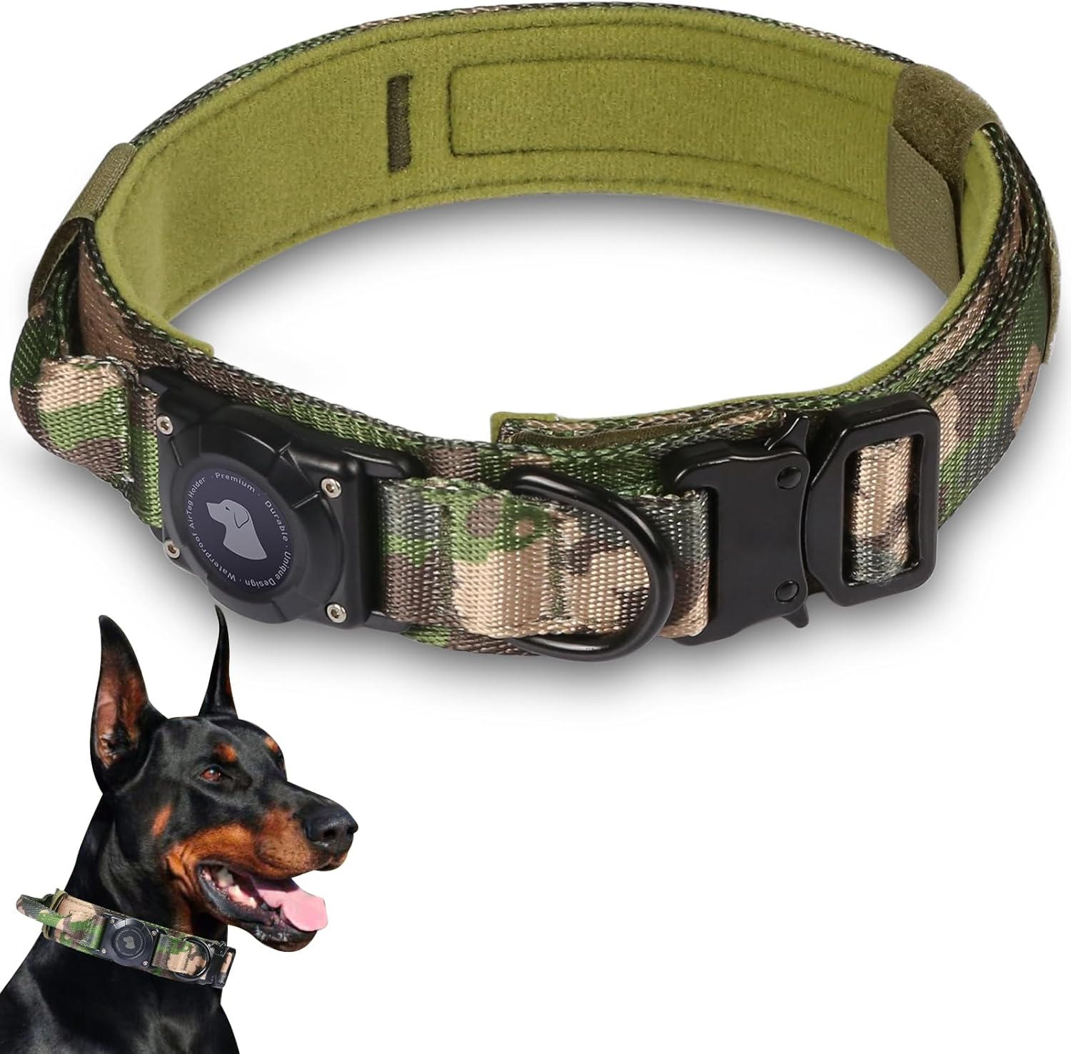 Tactical AirTag Dog Collar – Waterproof & Heavy Duty GPS