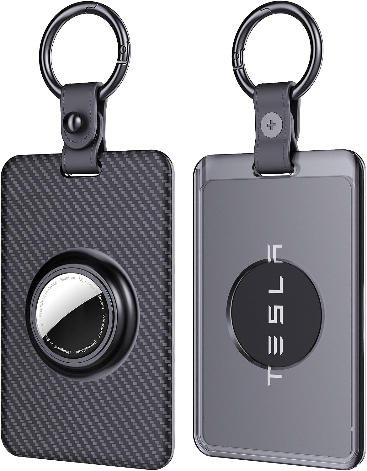 Tesla Key Card Holder with AirTag Slot, Protective Case & Keychain